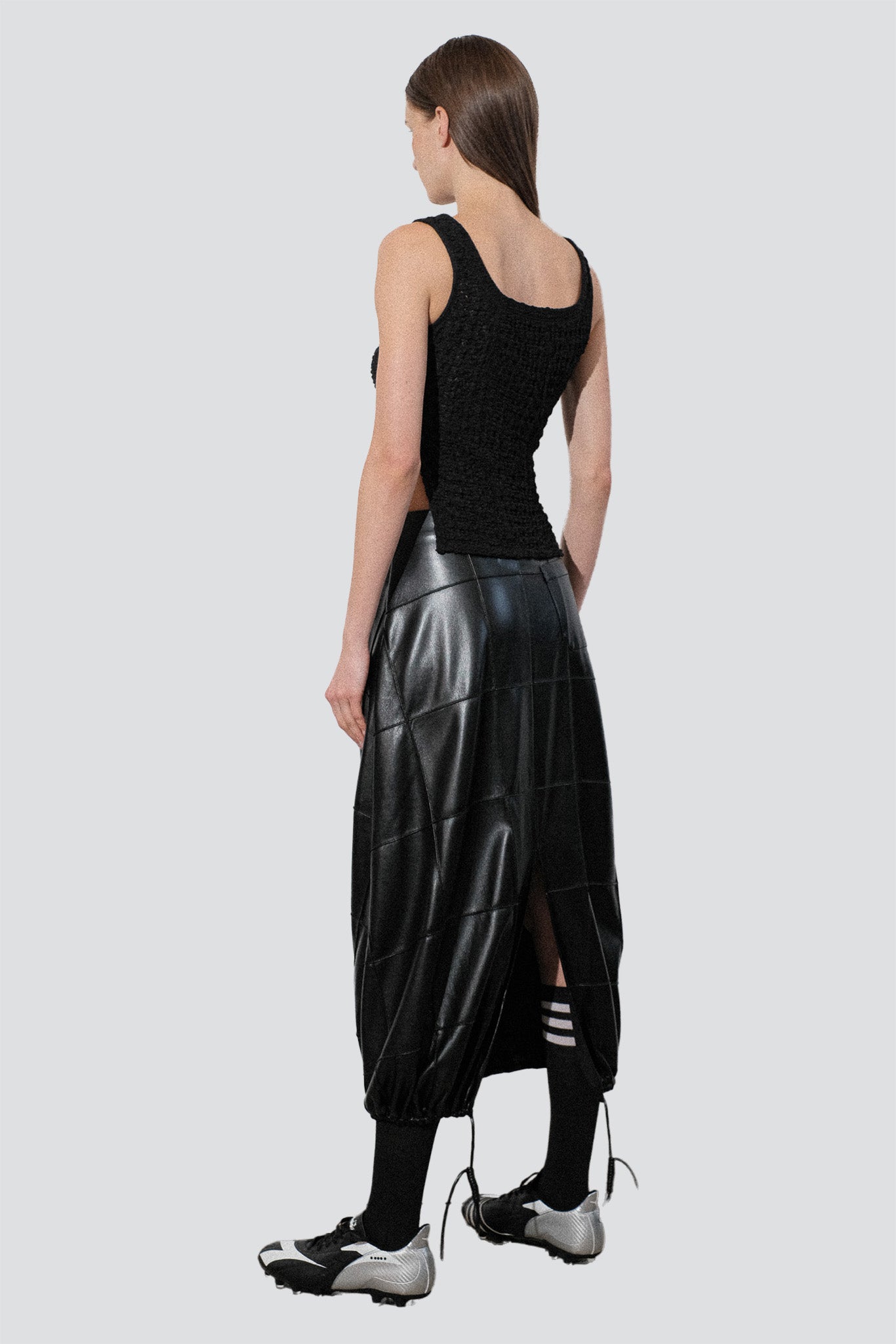 Black Lace Jersey Twist Tank Top