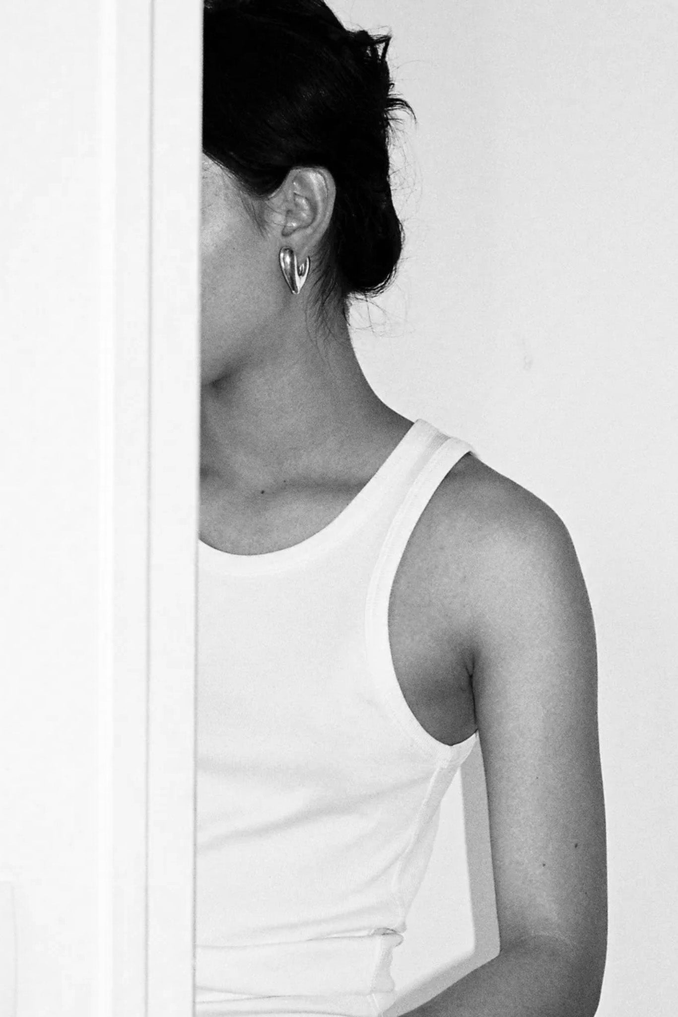 Silver Large Heart Hoops