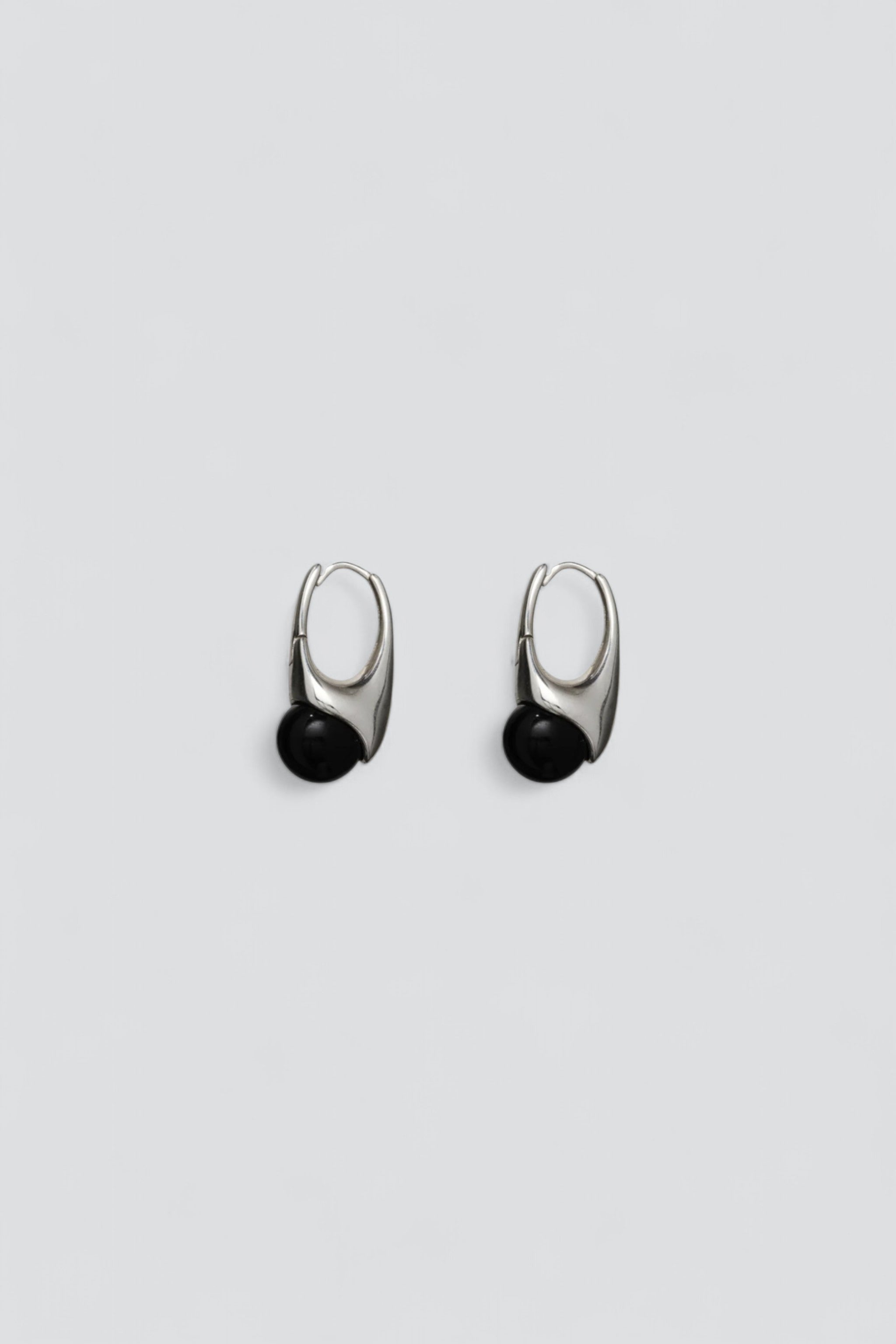 Silver Lobster Earrings with Onyx