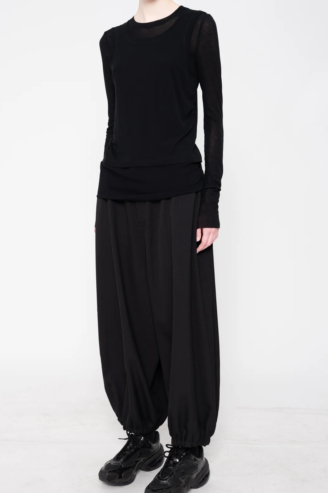 Black Long Sleeve Double Top