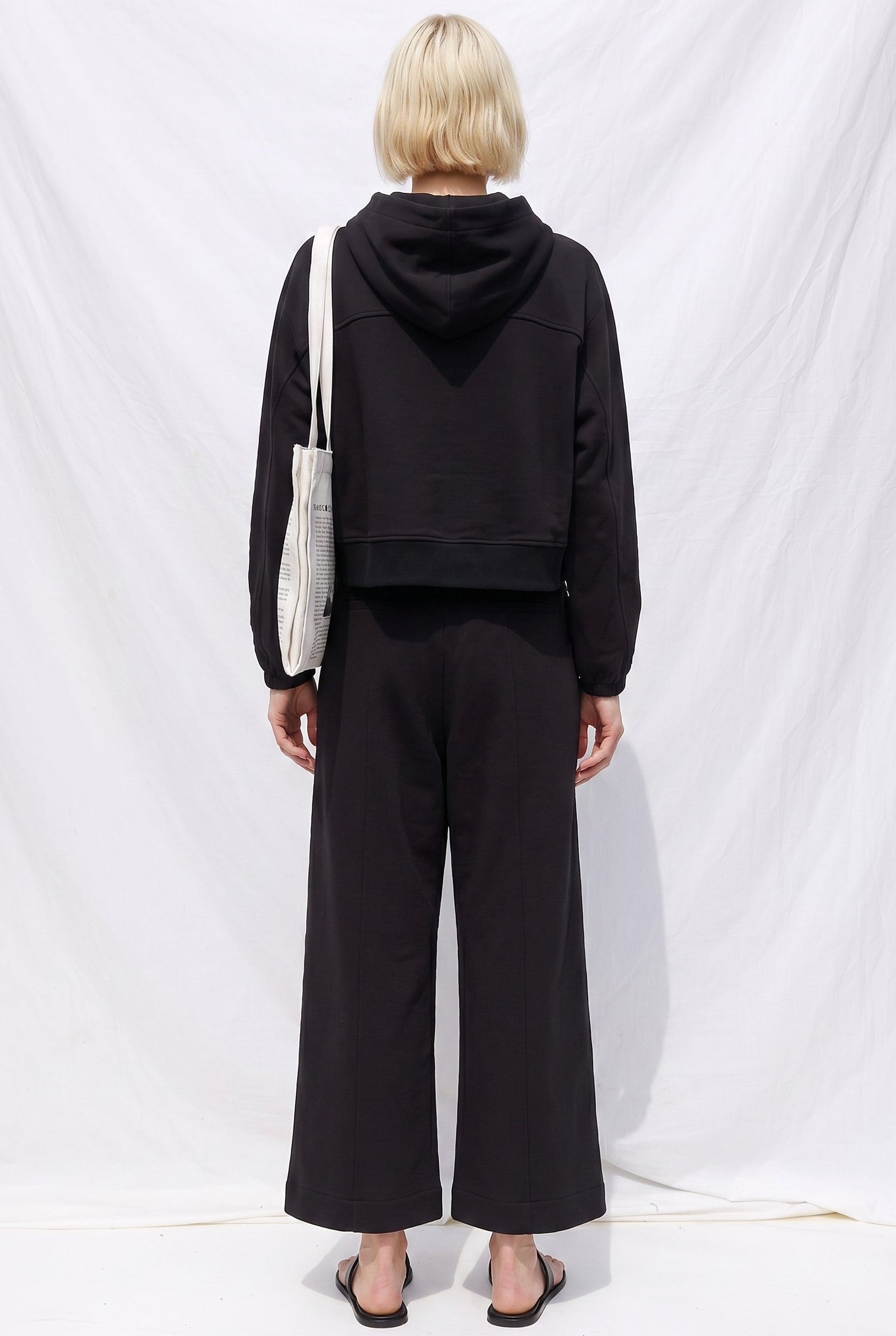 Black Hooded A-Line Zip Up