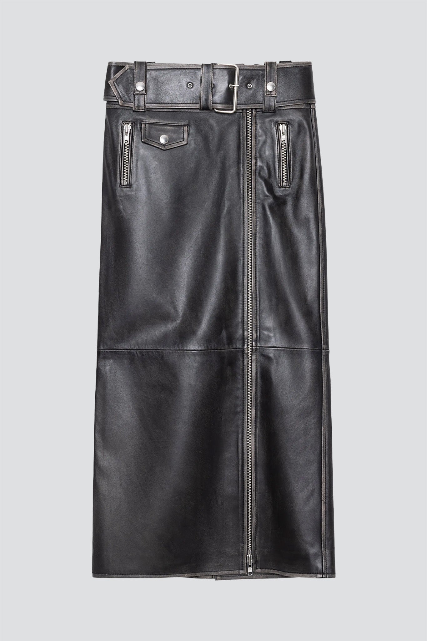Worn Black Maxi Biker Skirt