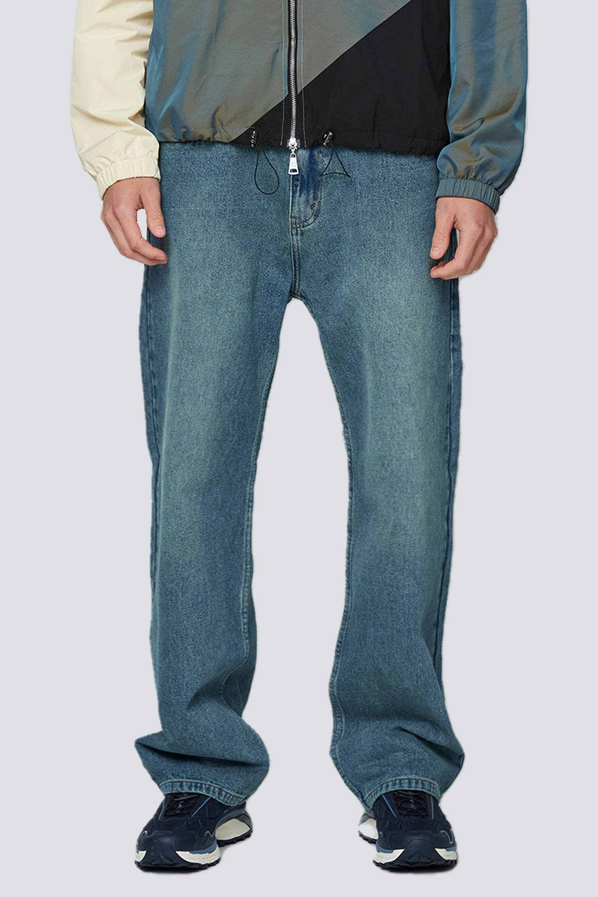 Mid Wash Indigo Straight Jeans