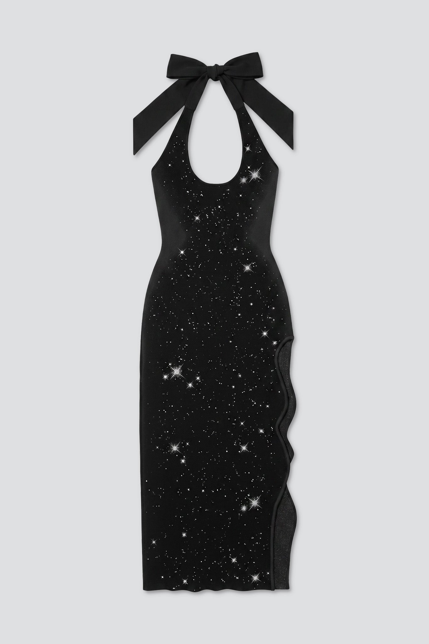 Midnight Black Noah Halter Neck Long Dress
