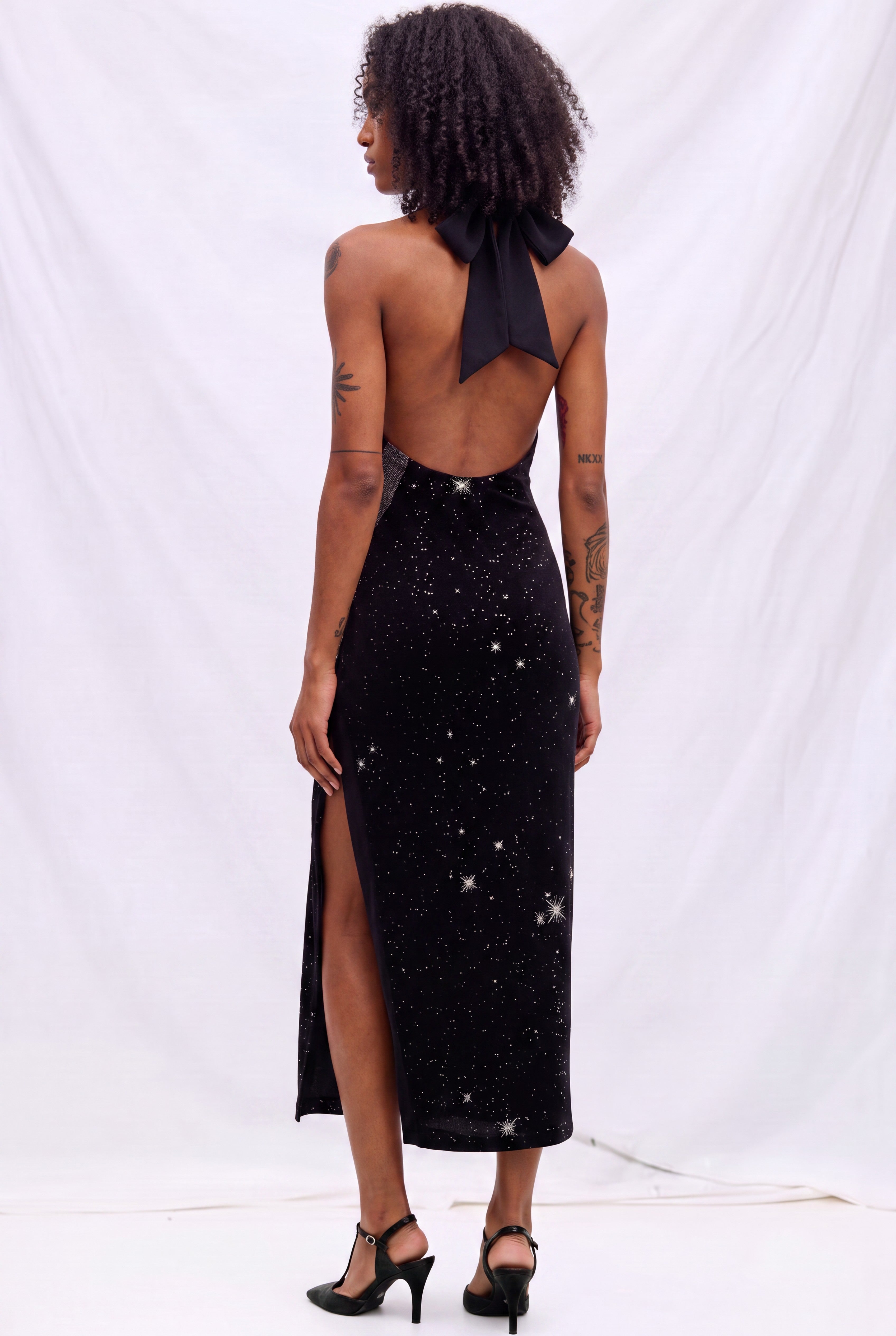 Midnight Black Noah Halter Neck Long Dress