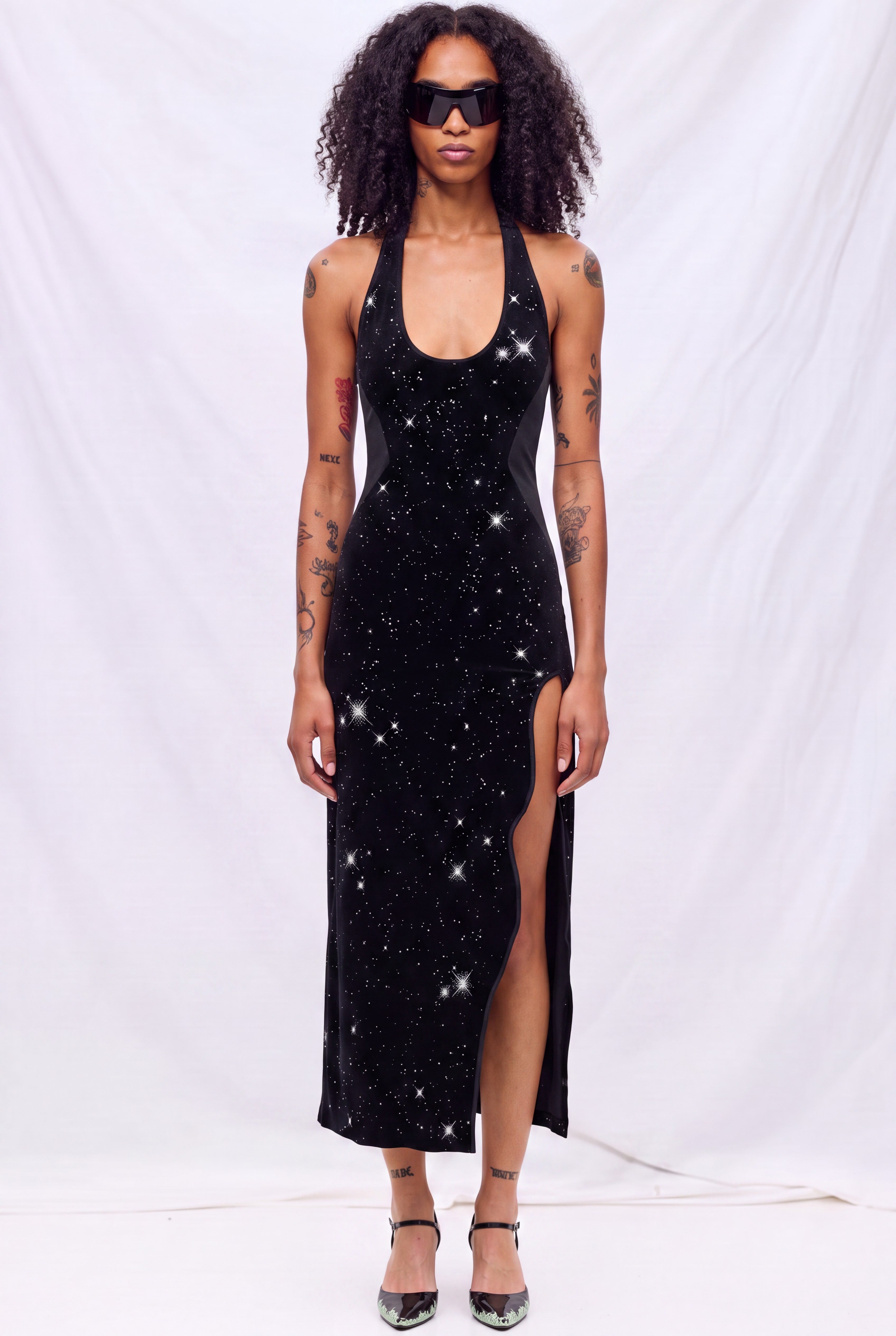 Midnight Black Noah Halter Neck Long Dress