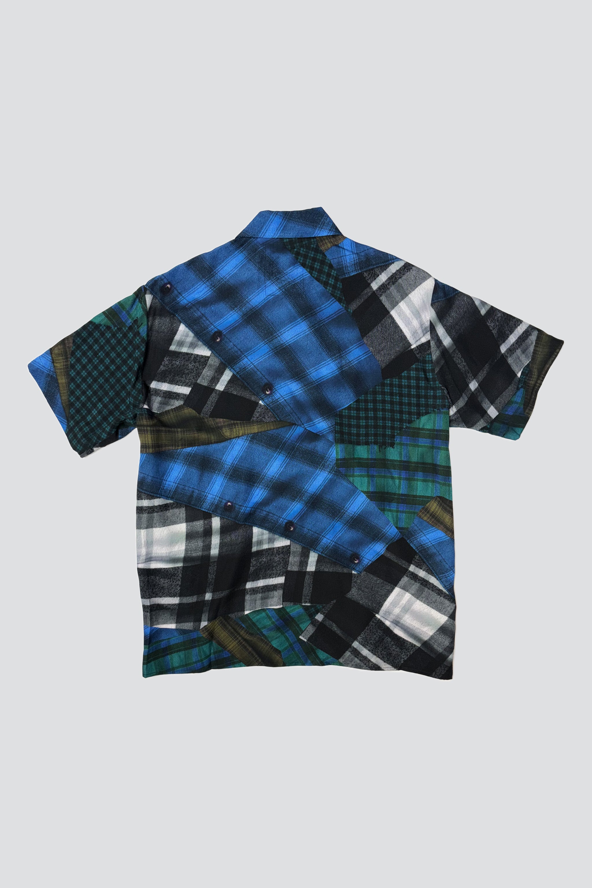 Mixed Flannel Print Rayon Camp Shirt