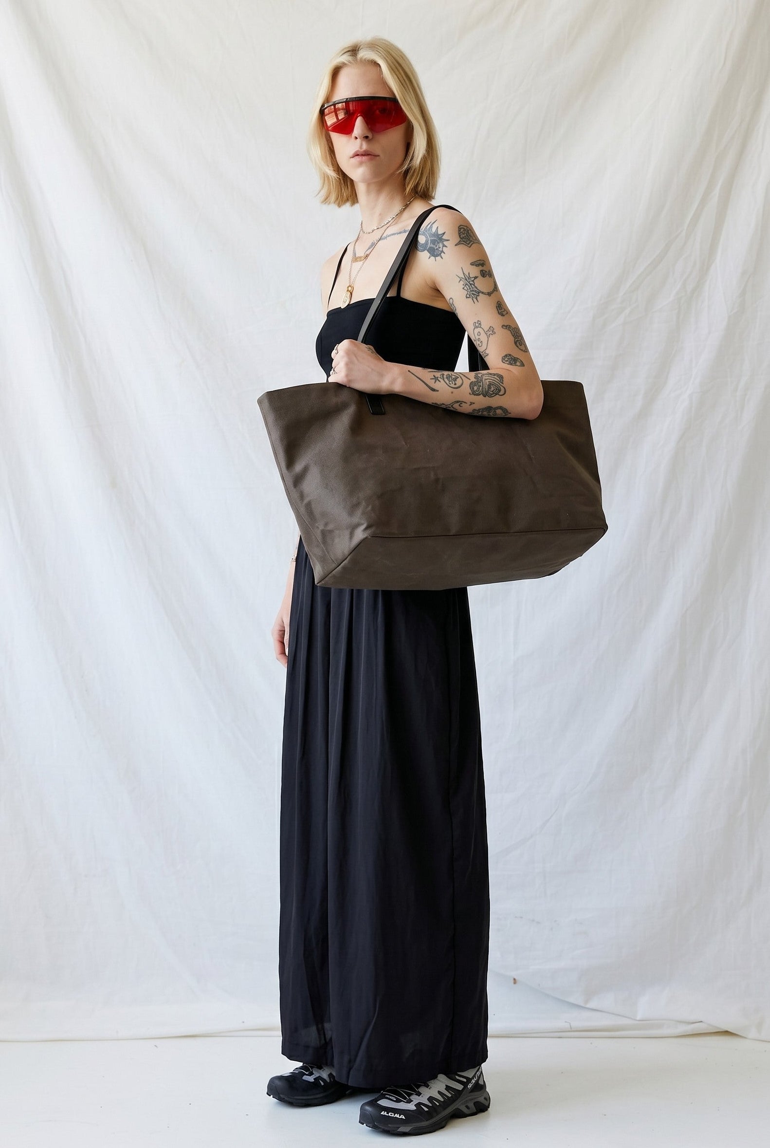 Charcoal Nylon Jersey Maxi Dress