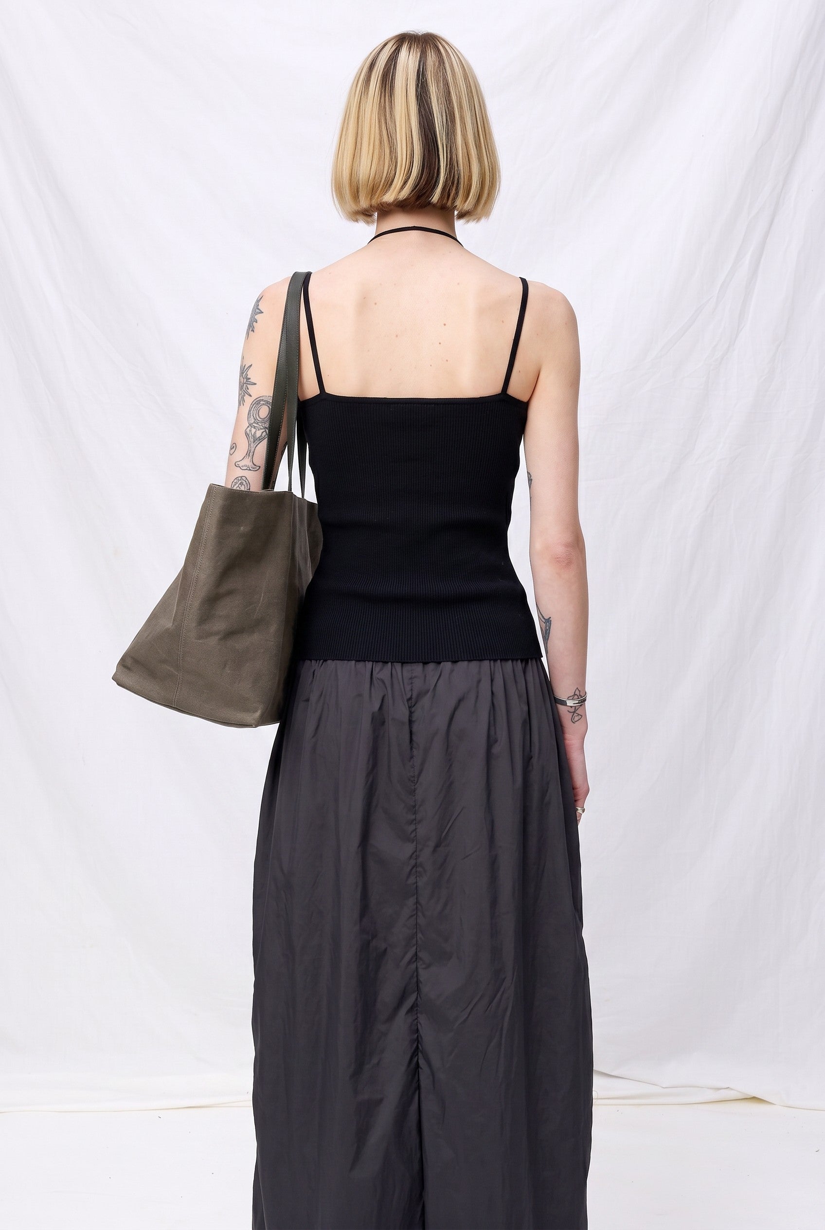 Charcoal Nylon Jersey Maxi Dress