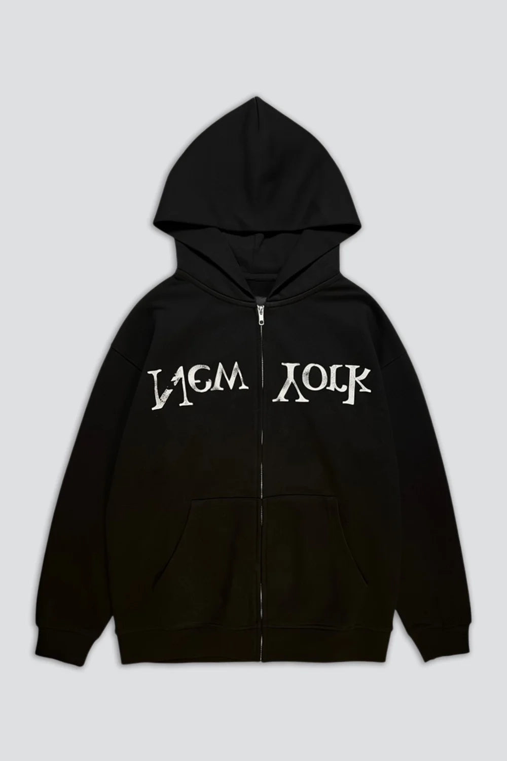 Black Faded New York Logo Zip Sweatshirt