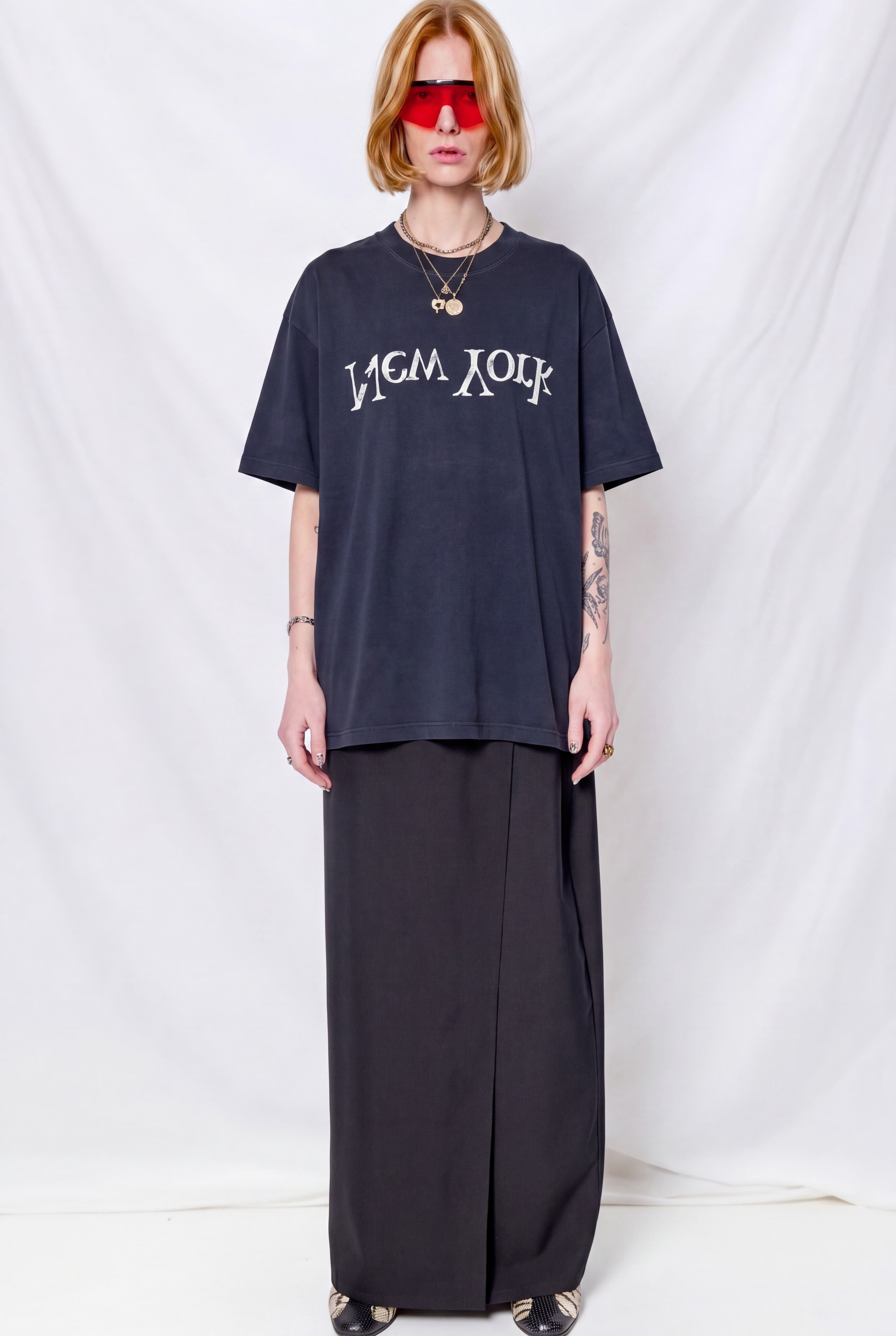 Navy Blue Faded New York Logo T-Shirt