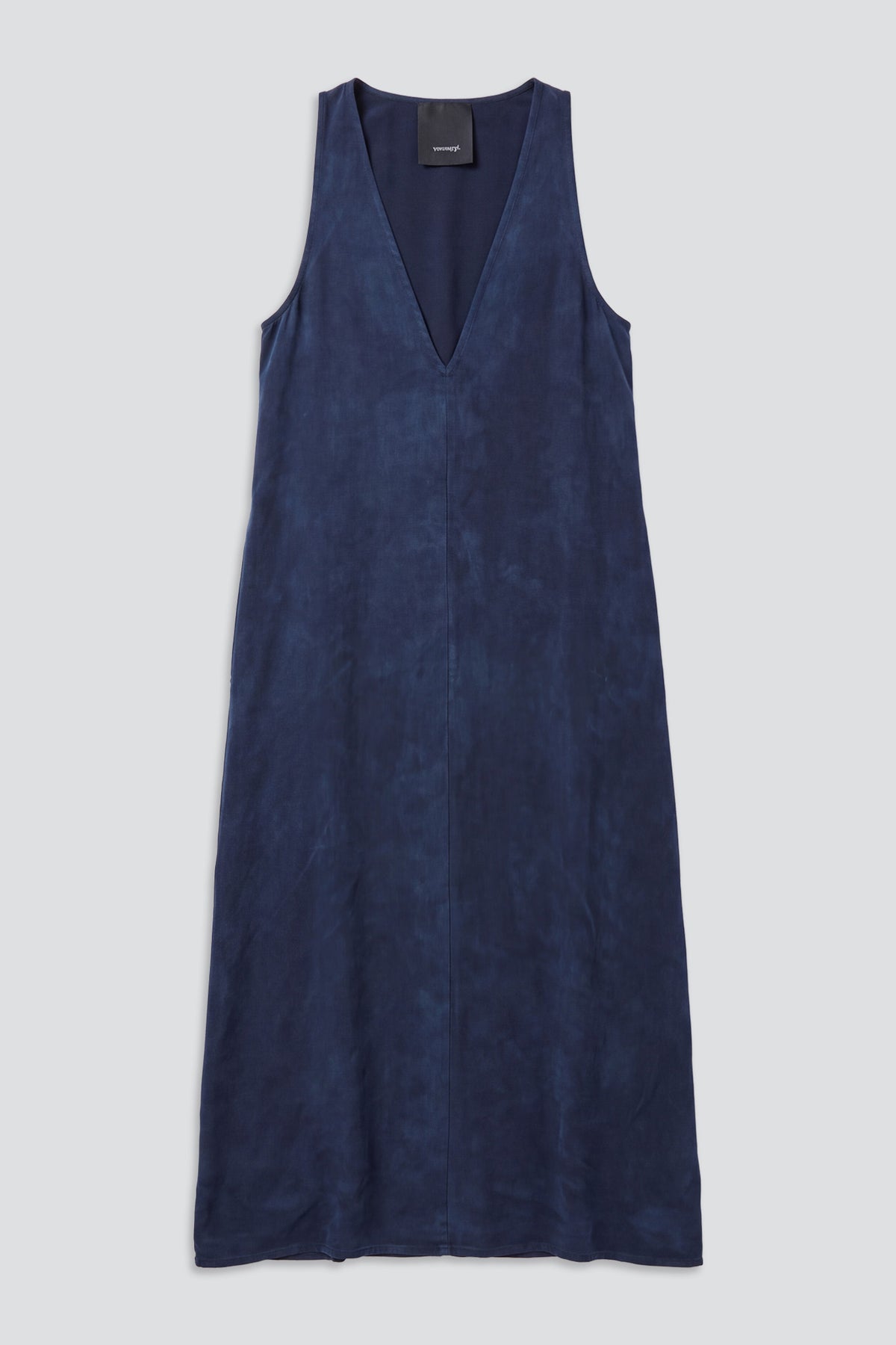 Navy Cupro Trapeze Dress