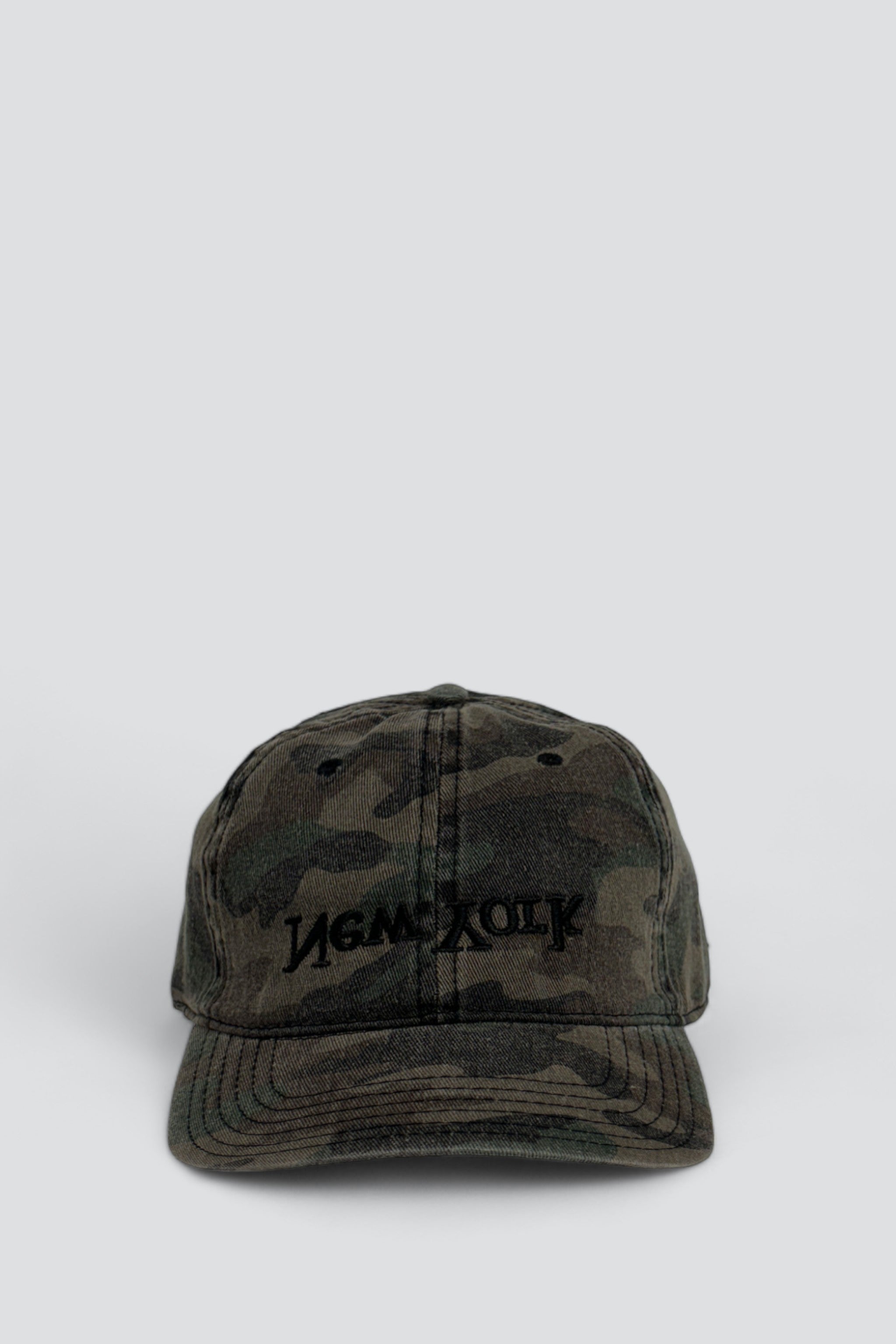 New York Embroidered Hat -  Washed Brown Camo/Black