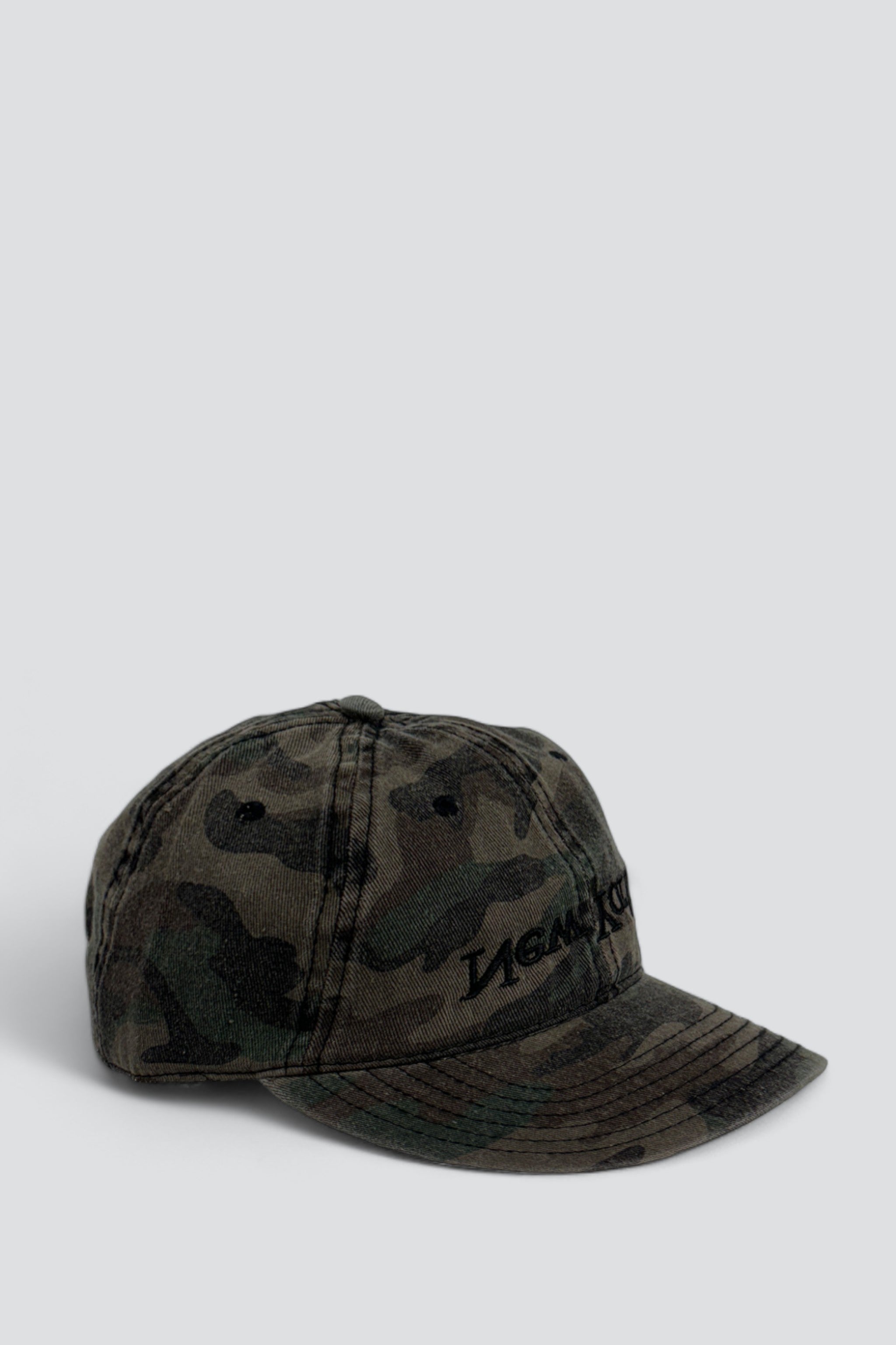 New York Embroidered Hat -  Washed Brown Camo/Black