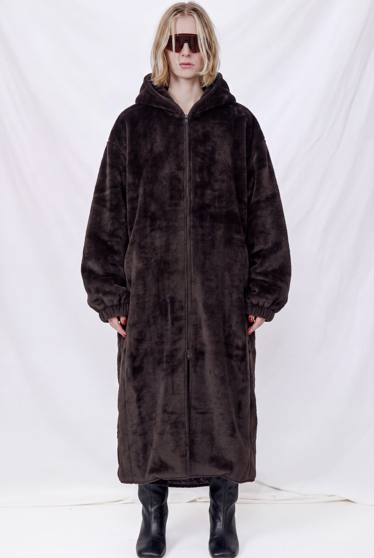 No.275 Brown Suri Alpaca Zipper Coat