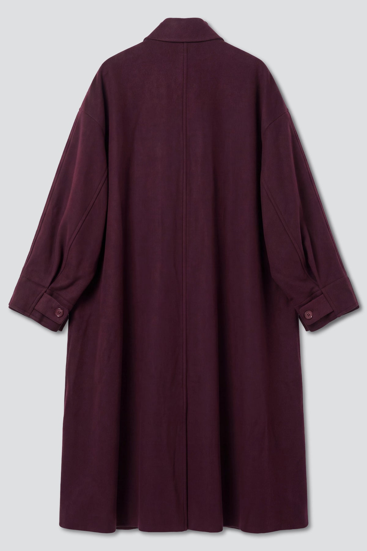 No.65 Burgundy Red Merino Wool Oversized Coat