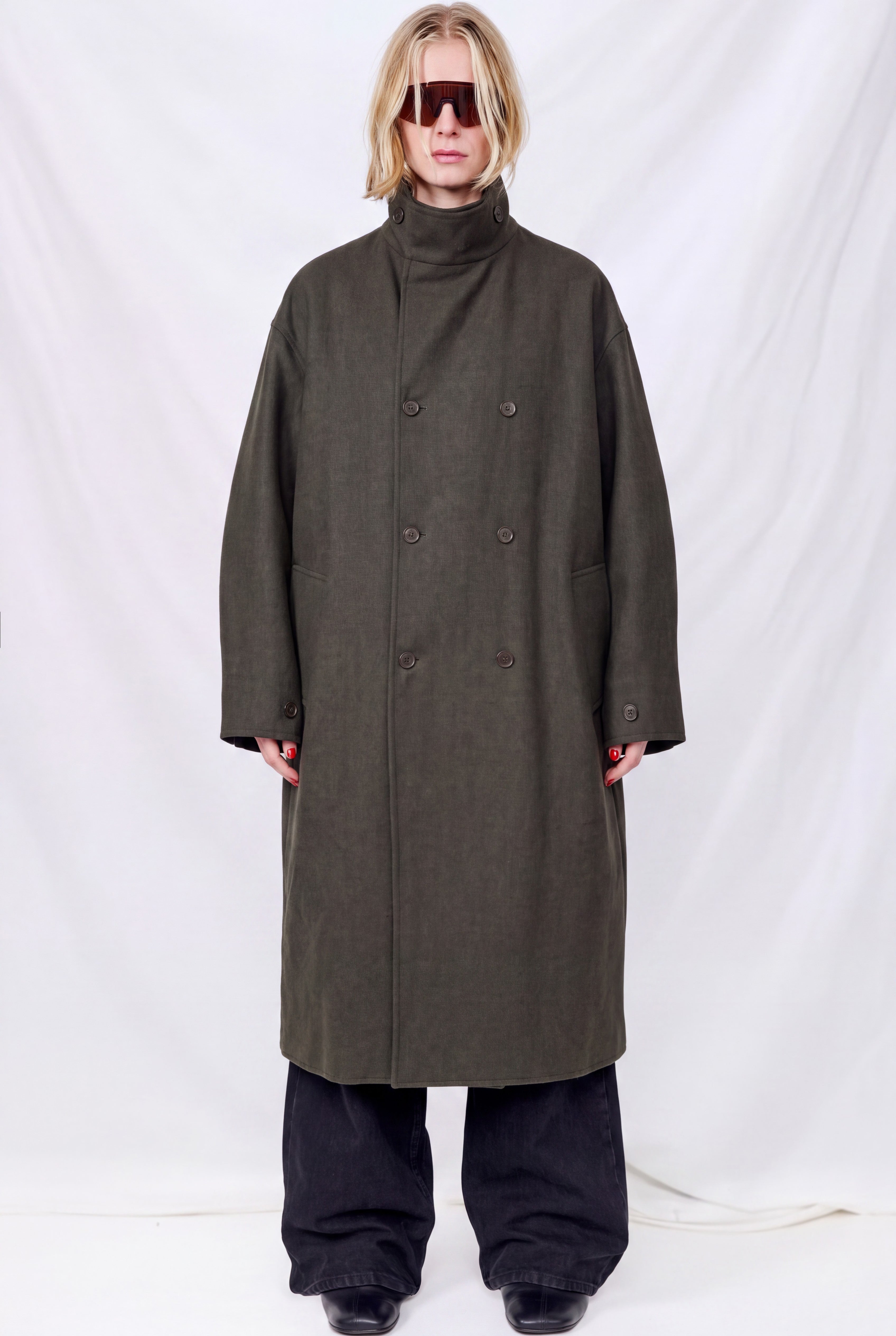 No.65 Green Heavy Wool Oversized Coat