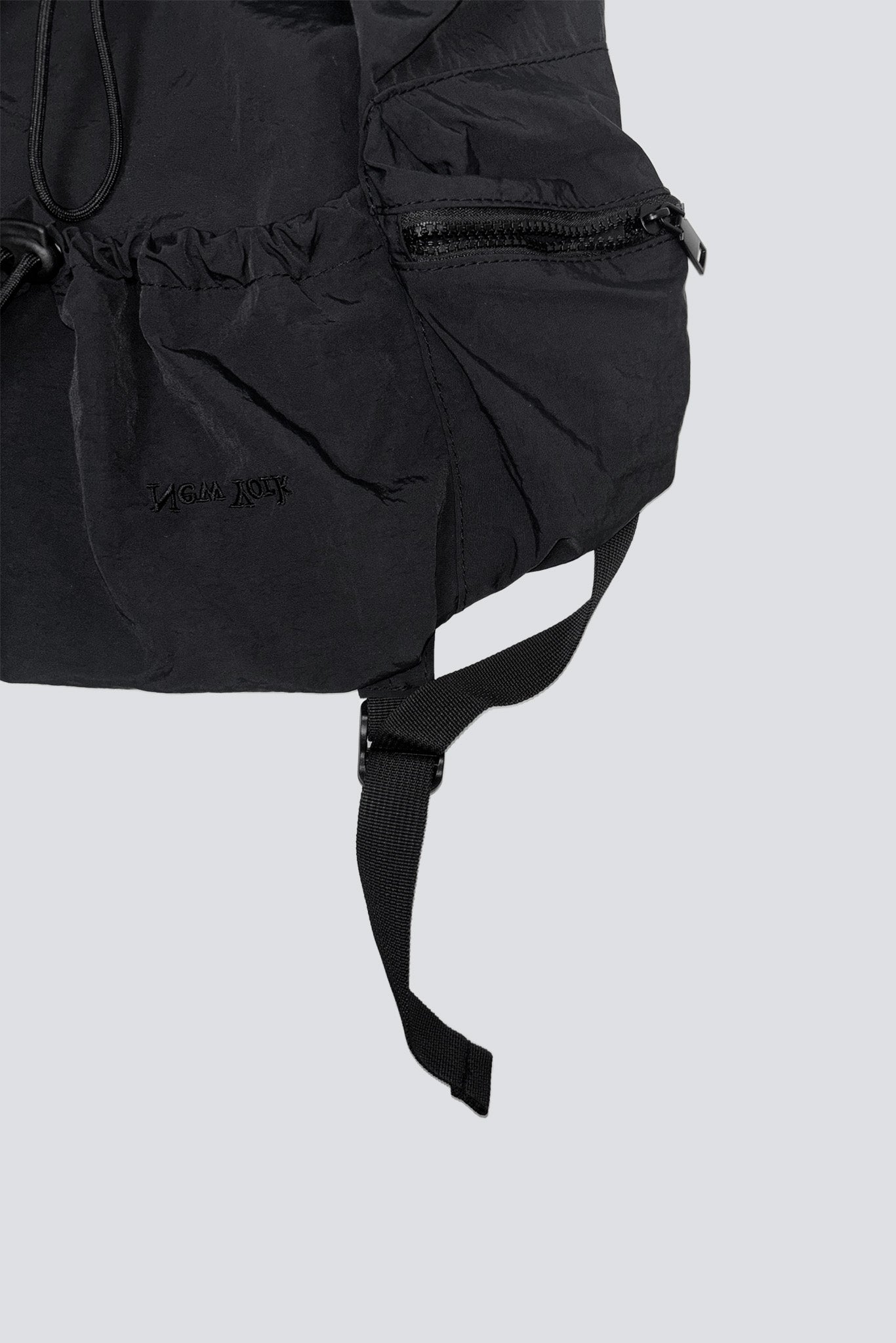 Nylon Embroidered New York Logo Drawstring Backpack - Black