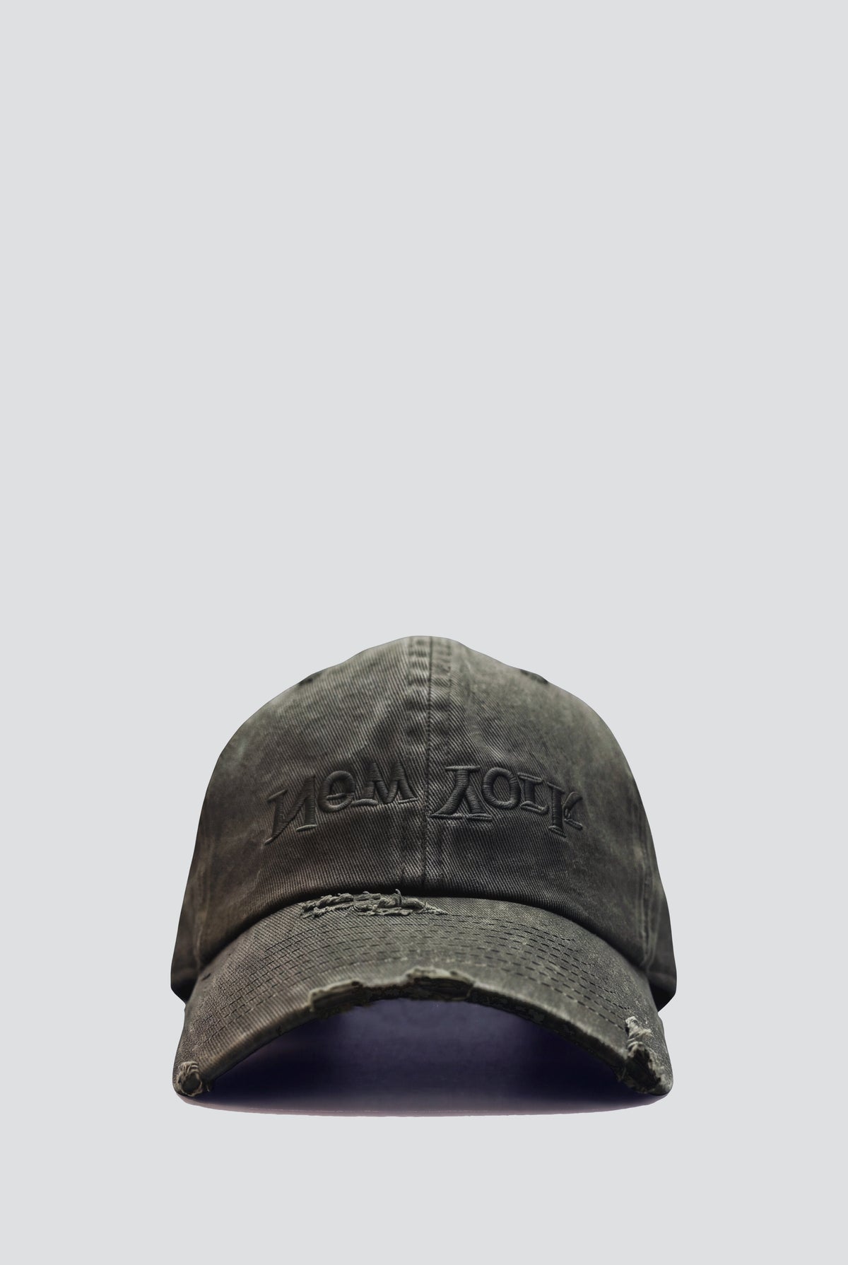 Distressed New York Embroidered Hat - Olive