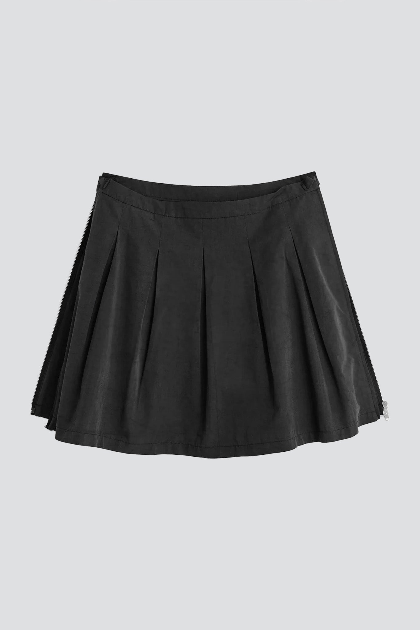 Black Peached Cupro Poplin Object Skirt