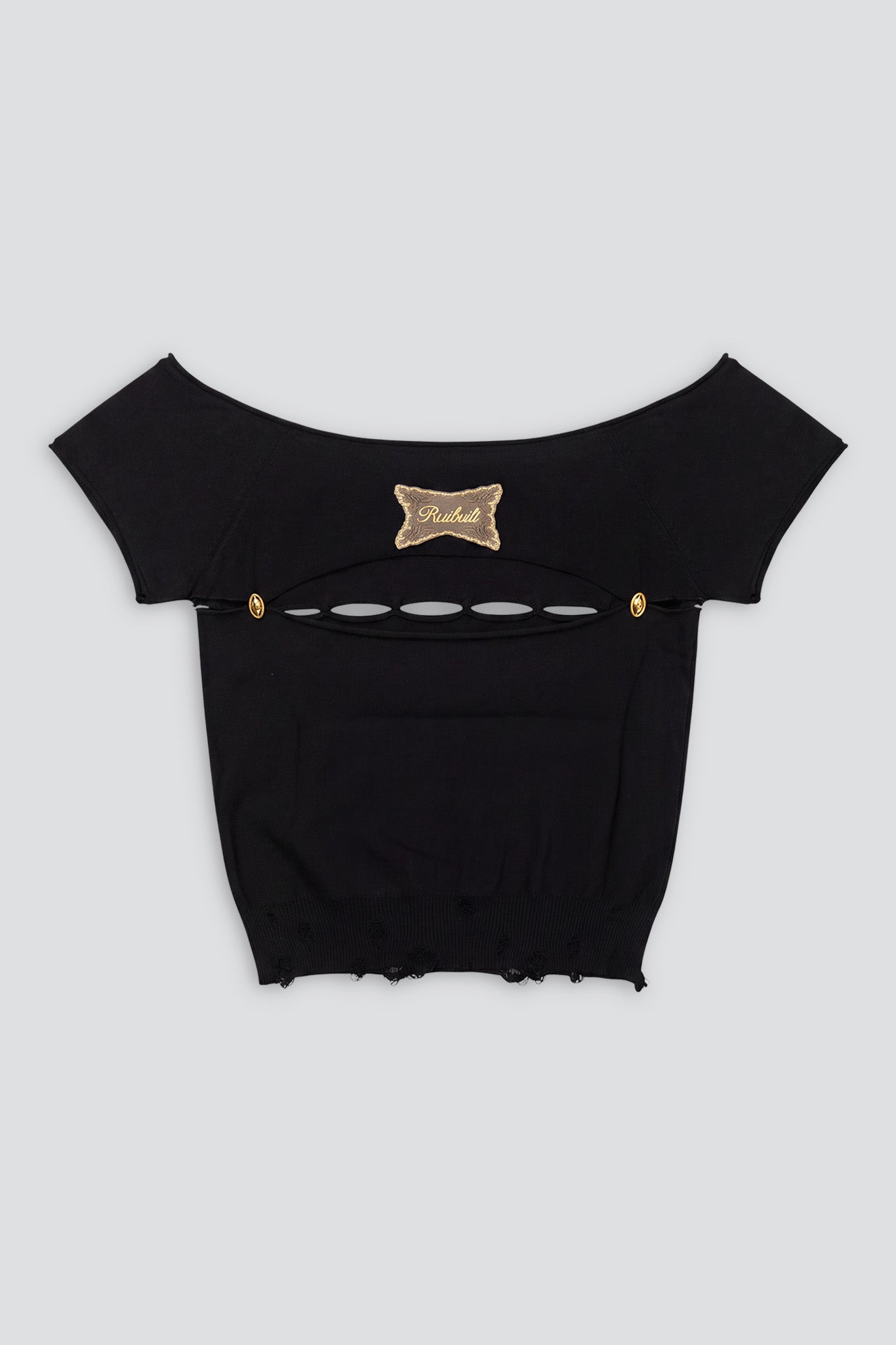 Onyx Cutout Button Knit T-Shirt