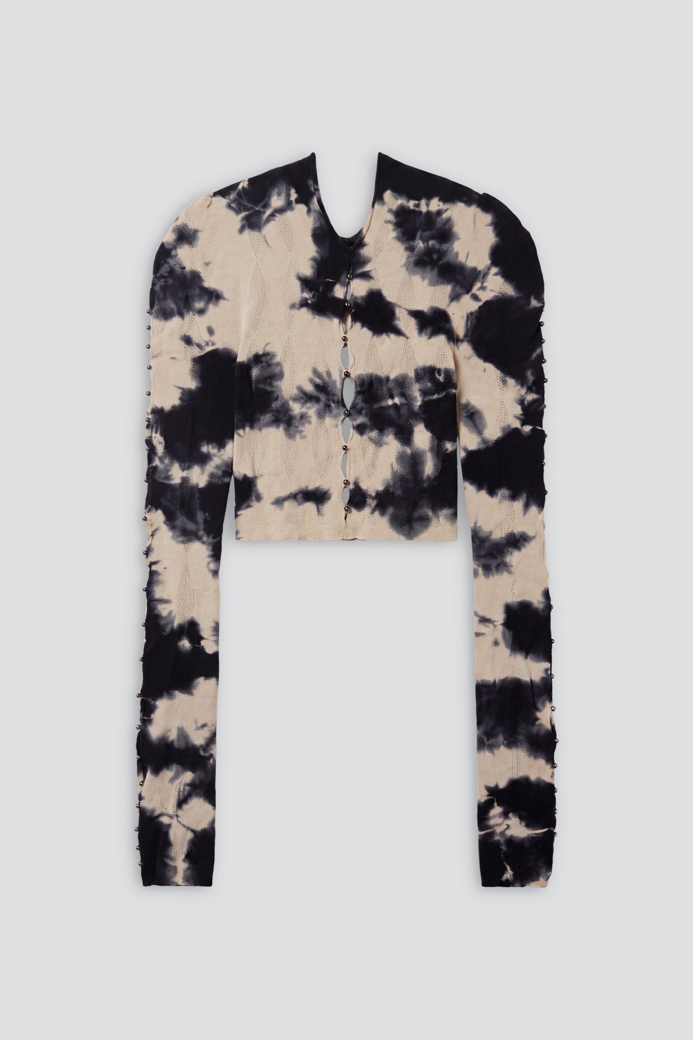 Onyx/Oatmeal Tie Dye Long Sleeve Crop Top