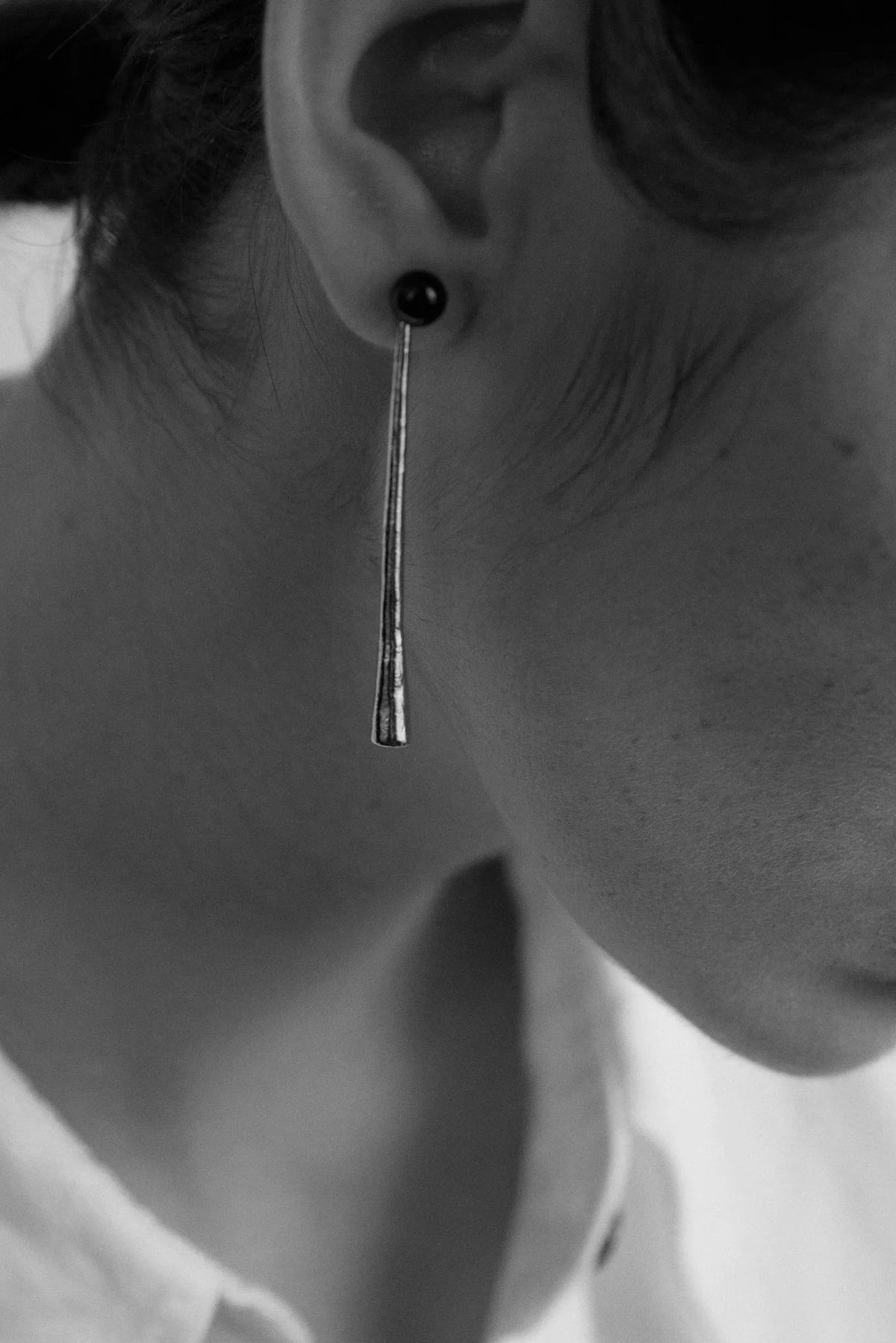 Onyx/Sterling Silver Cylinder Earrings