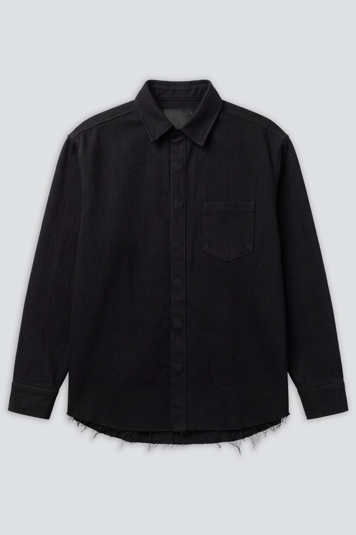 Overdye Black Loose Snap Shirt