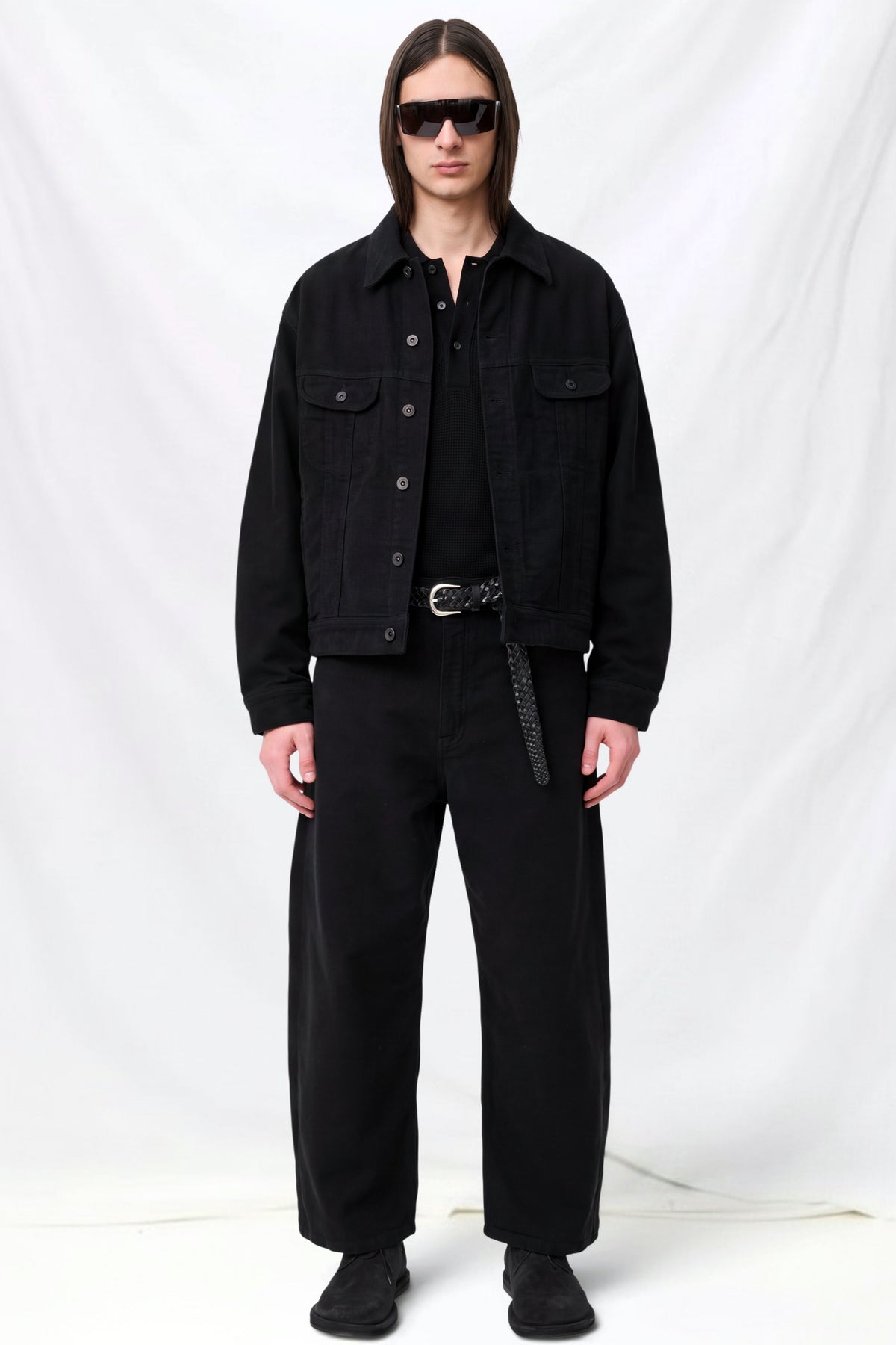 Black Paolo Moleskin Wide Leg Pant