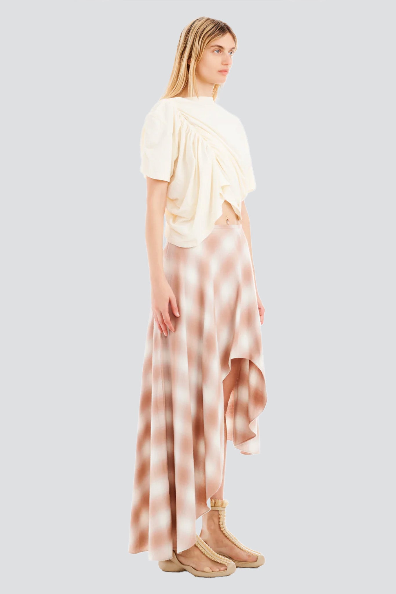 Peach Plaid Tulip Skirt