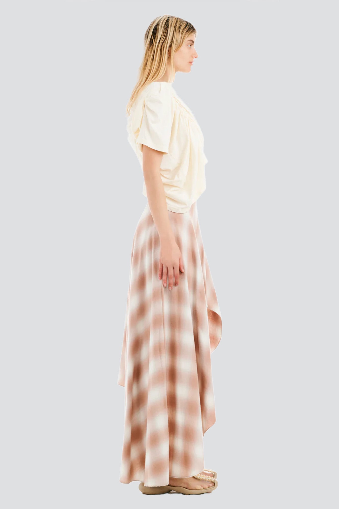 Peach Plaid Tulip Skirt
