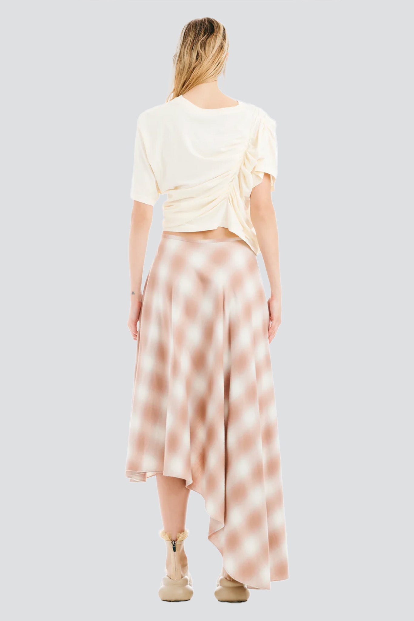 Peach Plaid Tulip Skirt