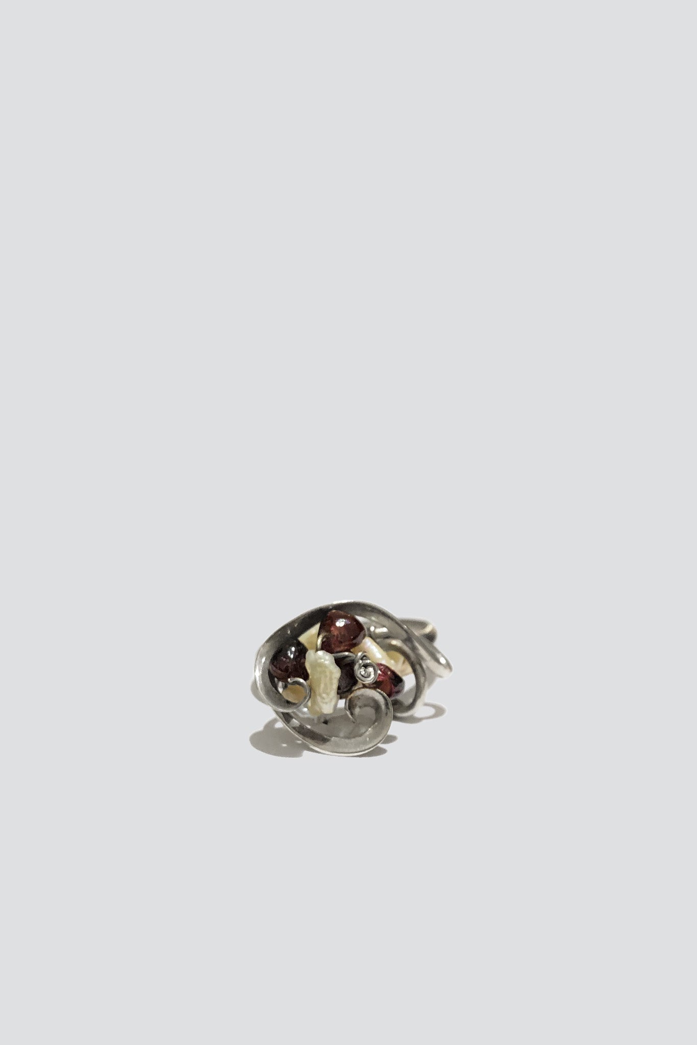 Sterling Silver Pearl & Garnet Cocktail Ring