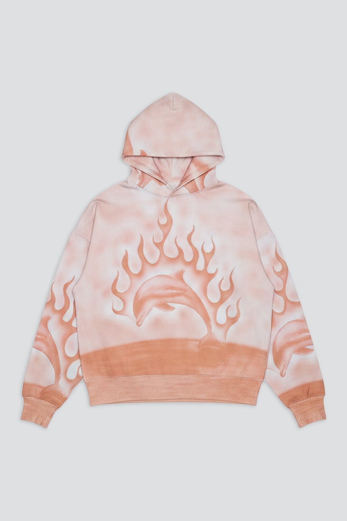 Pink Flaming Dolphin Airbrush Hoodie