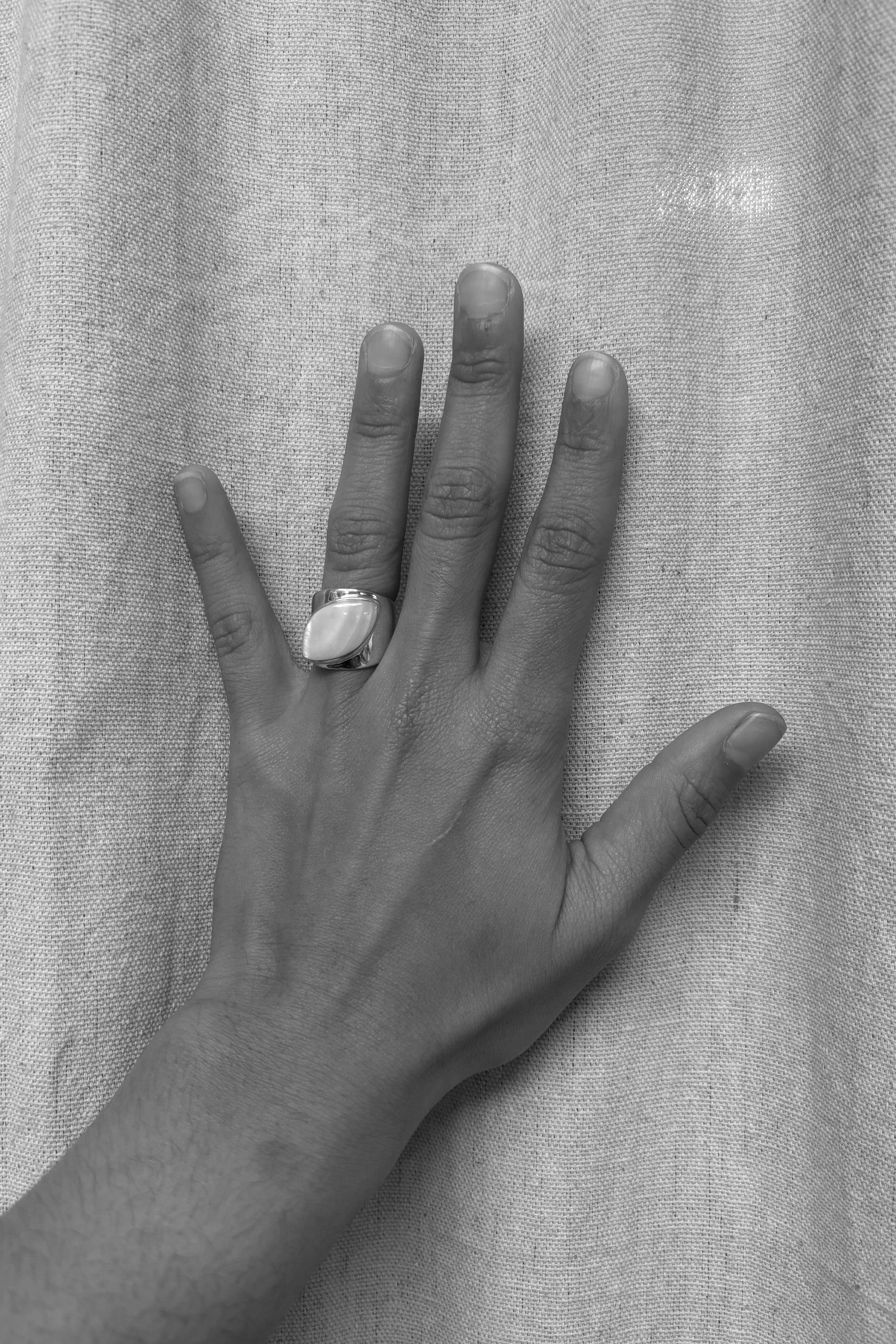 Sterling Silver Mother of Pearl Eye Ring