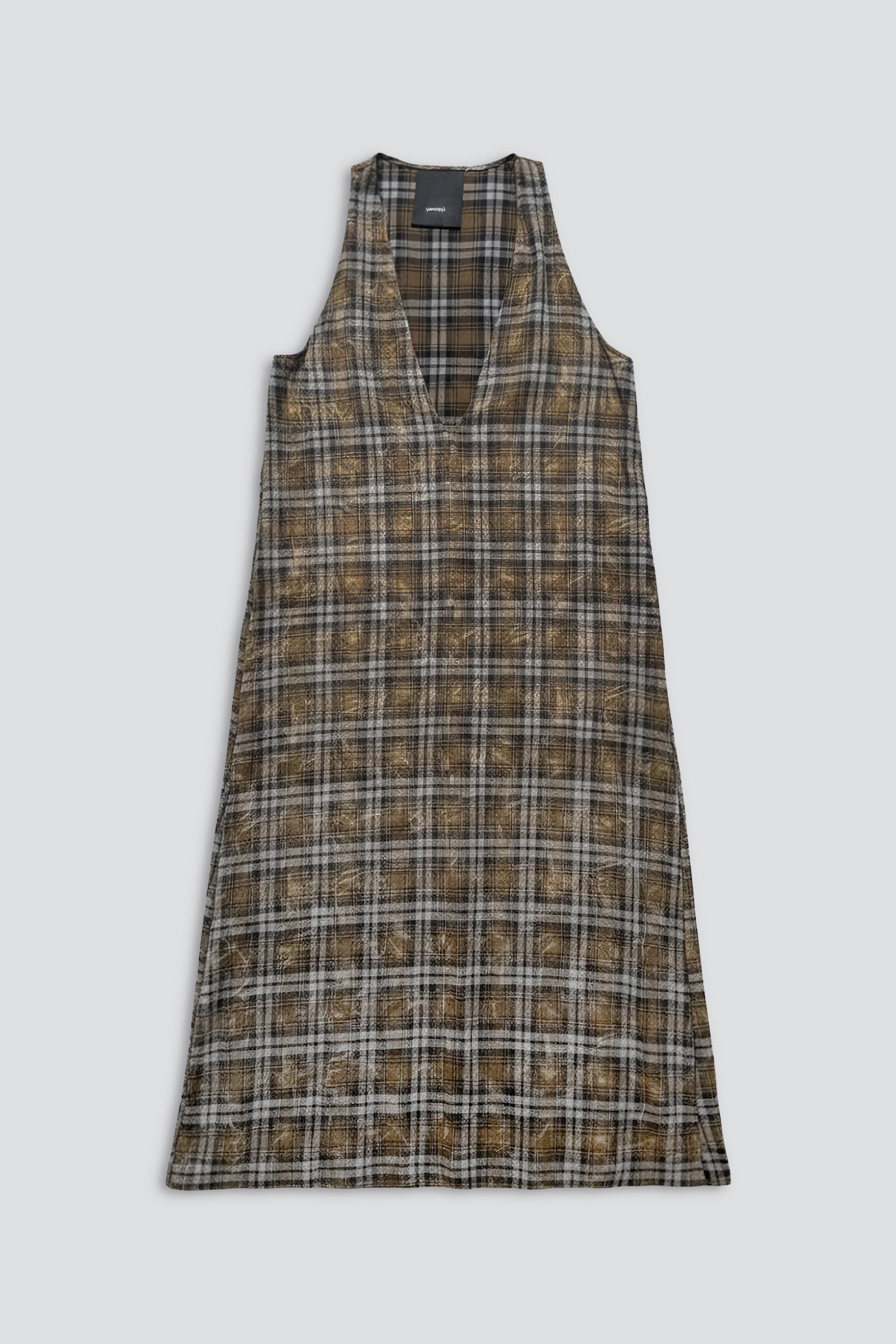 Bleach Plaid Trapeze Dress