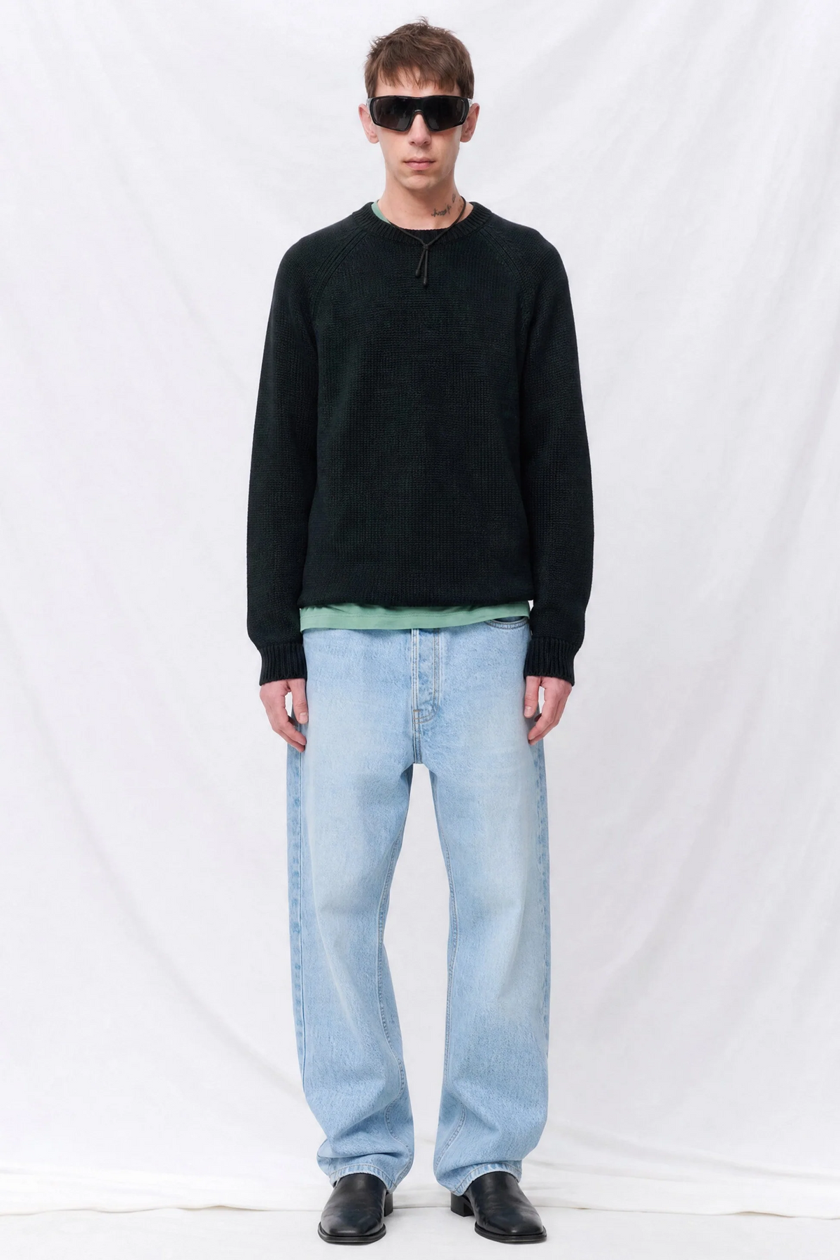 Bleached Wash Riso Straight Leg Denim Pant