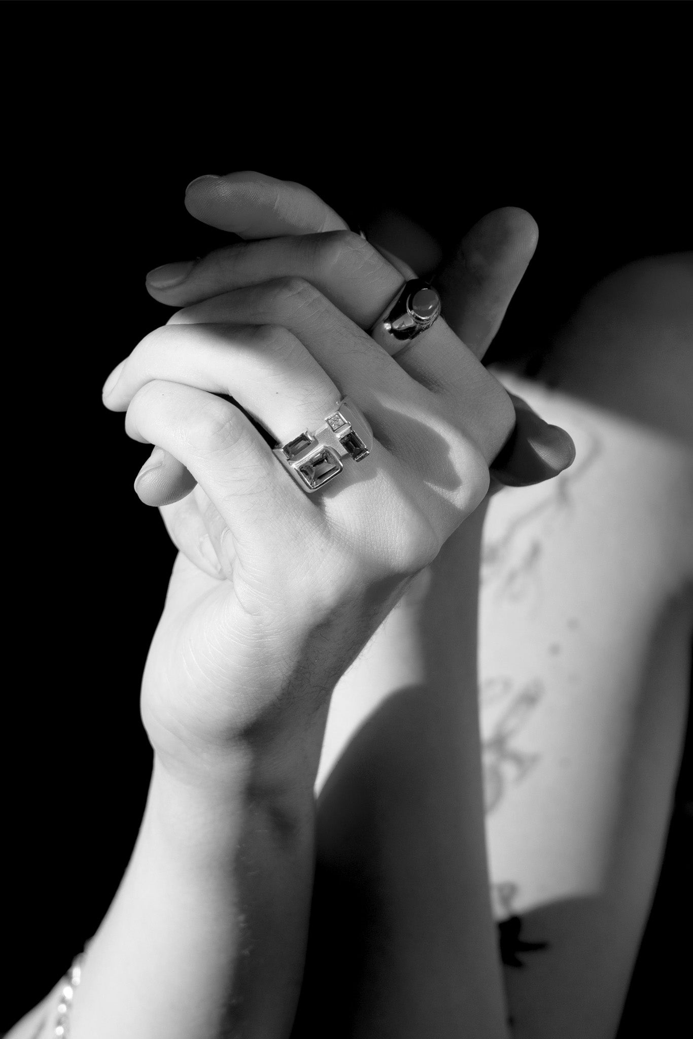 Silver Rainbow Baguette Ring