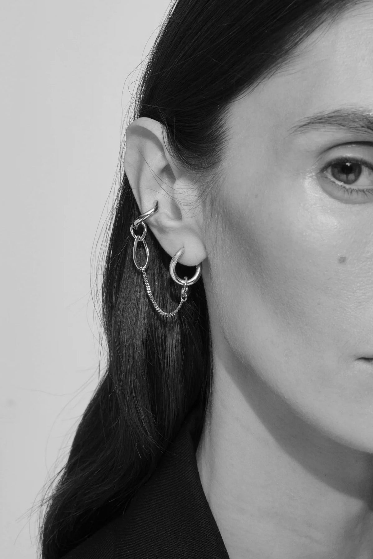 Silver River Ear Cuff Chain Hoop