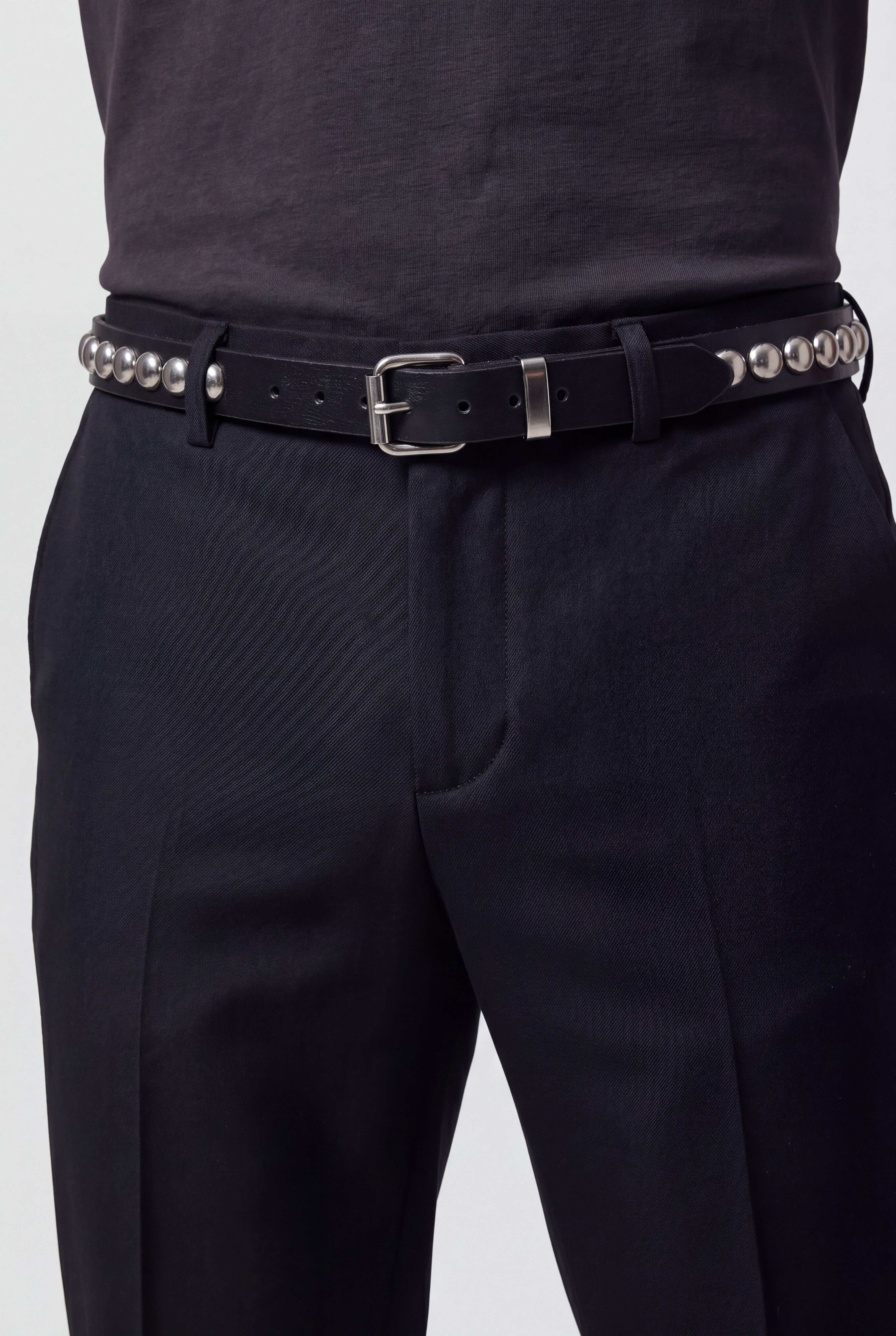 Black Leather Dome Stud Belt