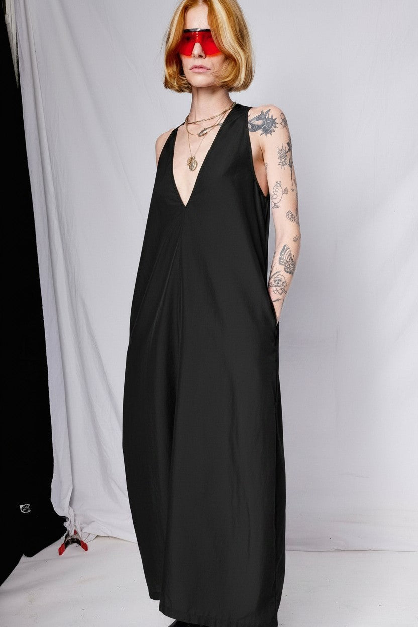 Black Suiting Trapeze Dress