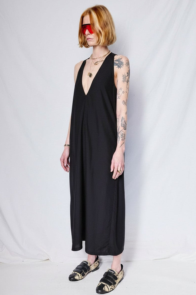 Black Suiting Trapeze Dress