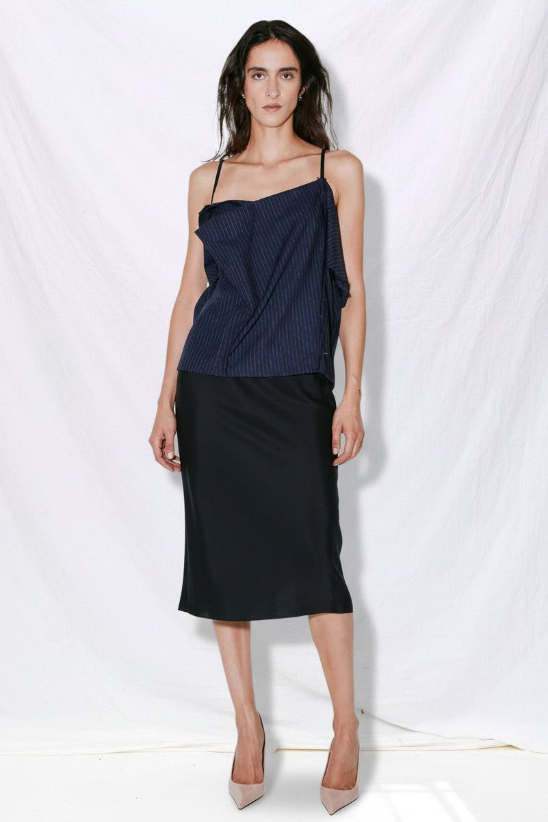 Navy White Stripes Royce Trompe L'oeil Skirt Dress