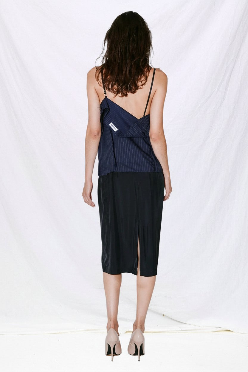 Navy White Stripes Royce Trompe L'oeil Skirt Dress