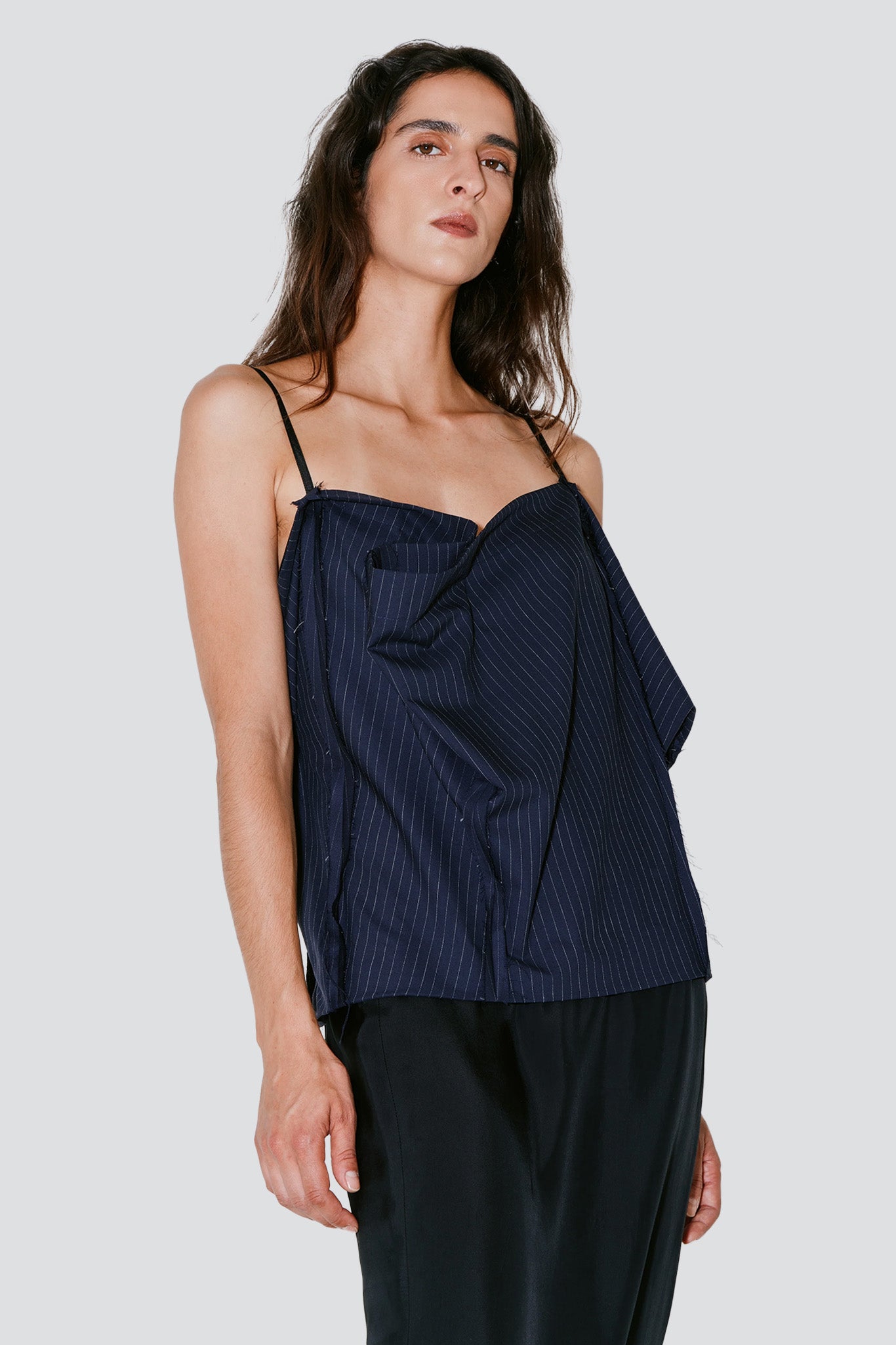 Navy White Stripes Royce Trompe L'oeil Skirt Dress