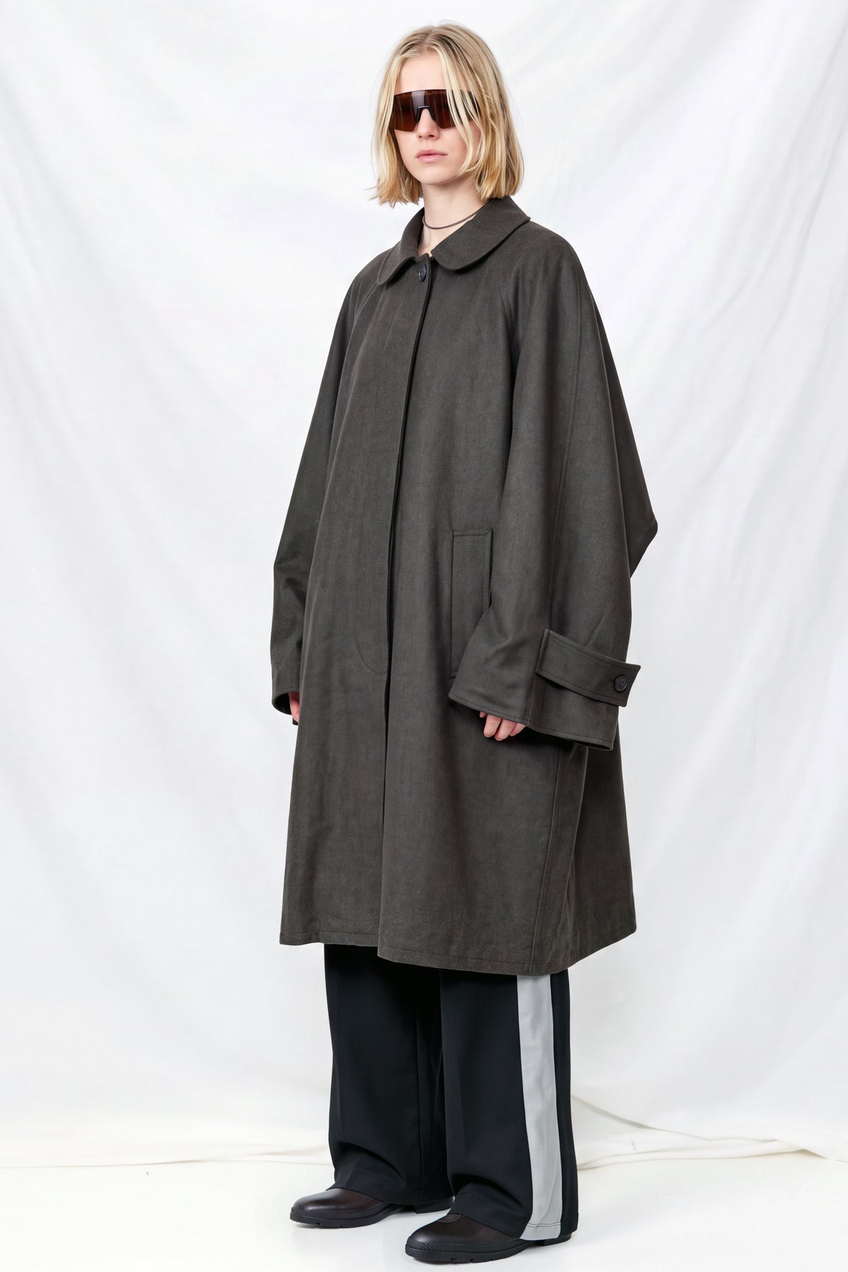 Grey/Black Oversized Double Sided Trench Coat