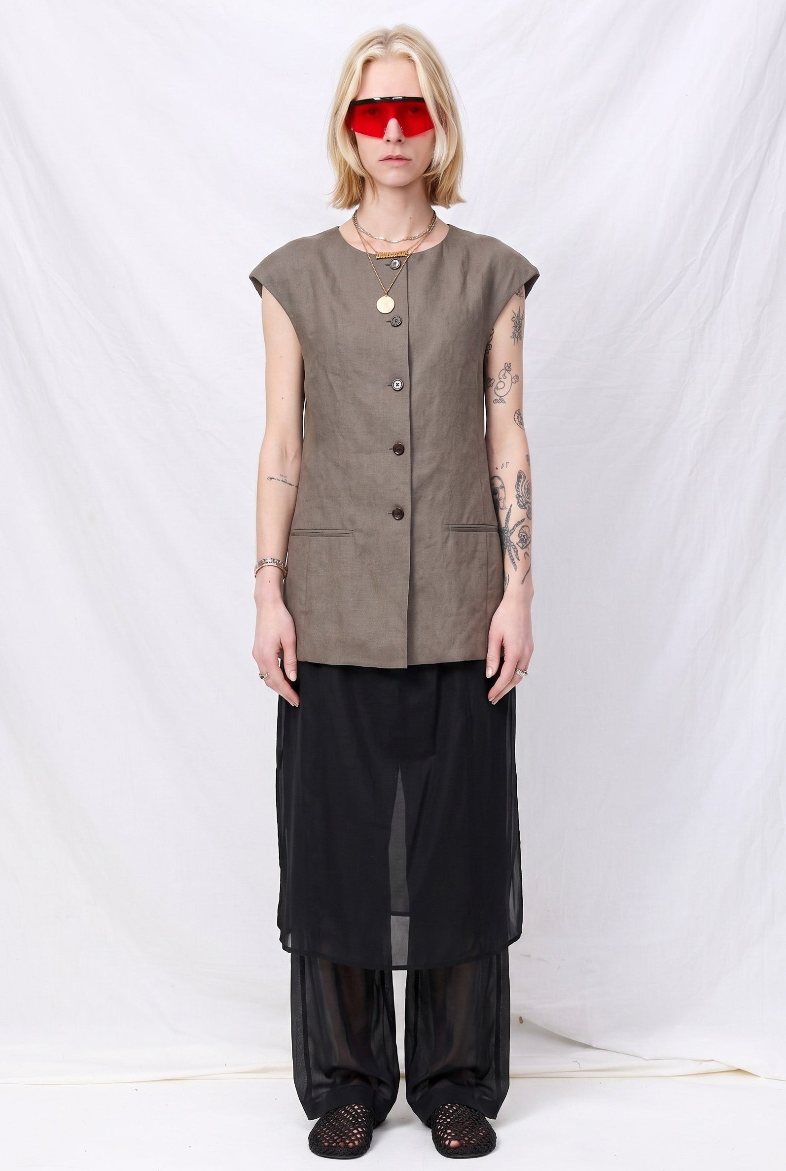 Black Sheer Layered Pants
