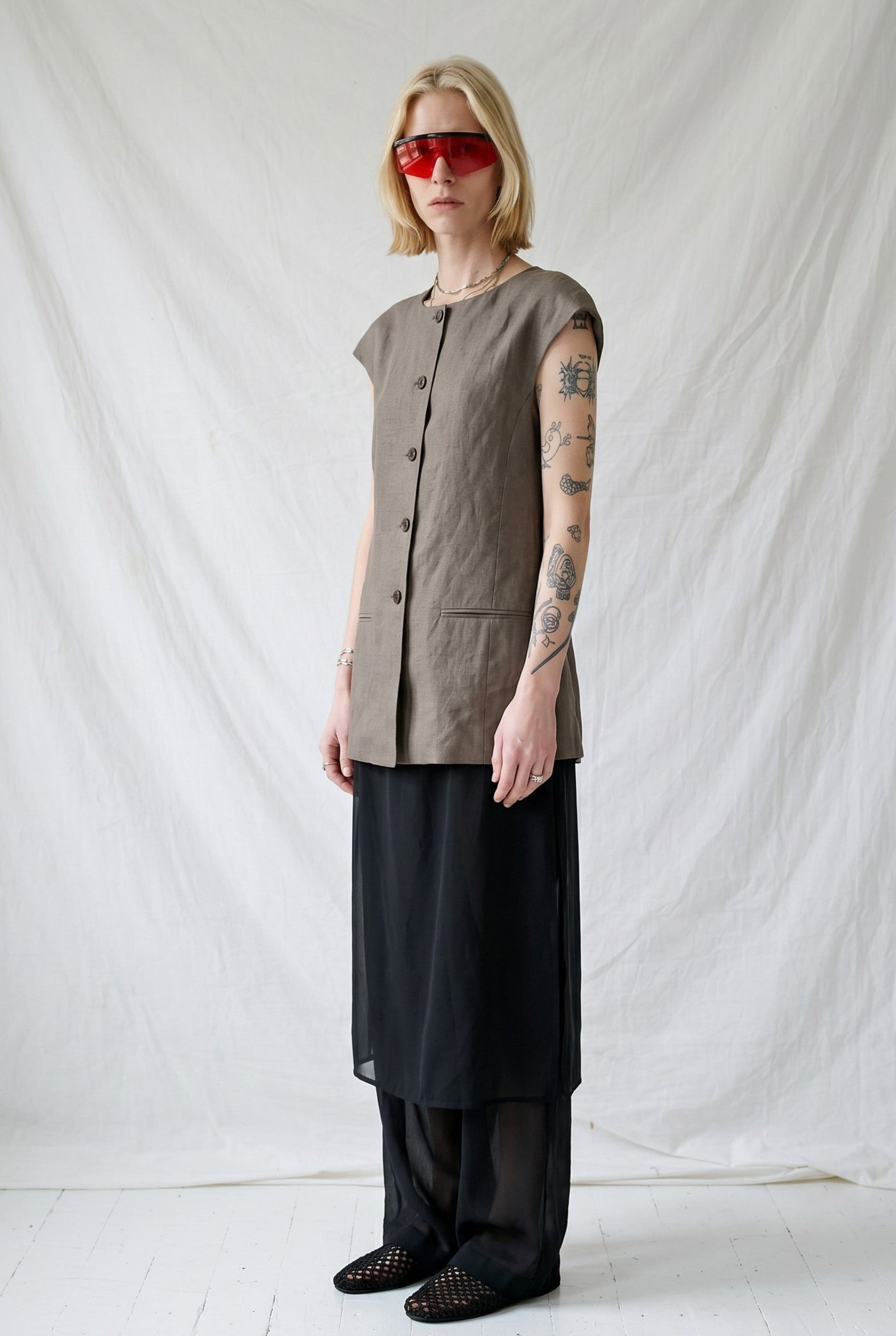 Black Sheer Layered Pants