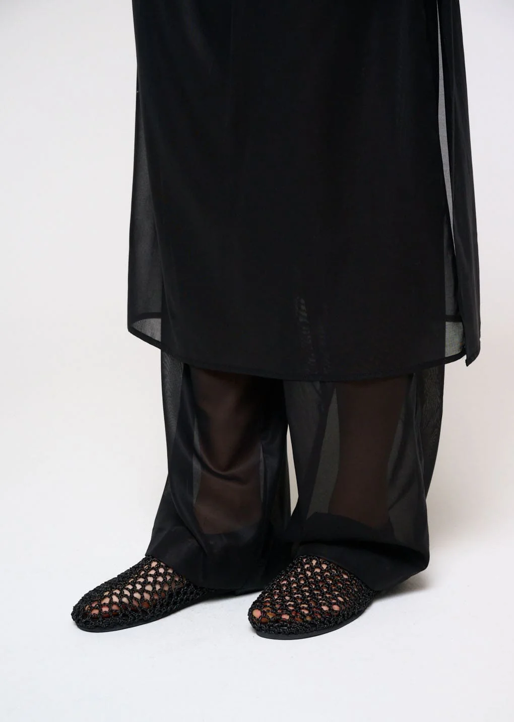Black Sheer Layered Pants