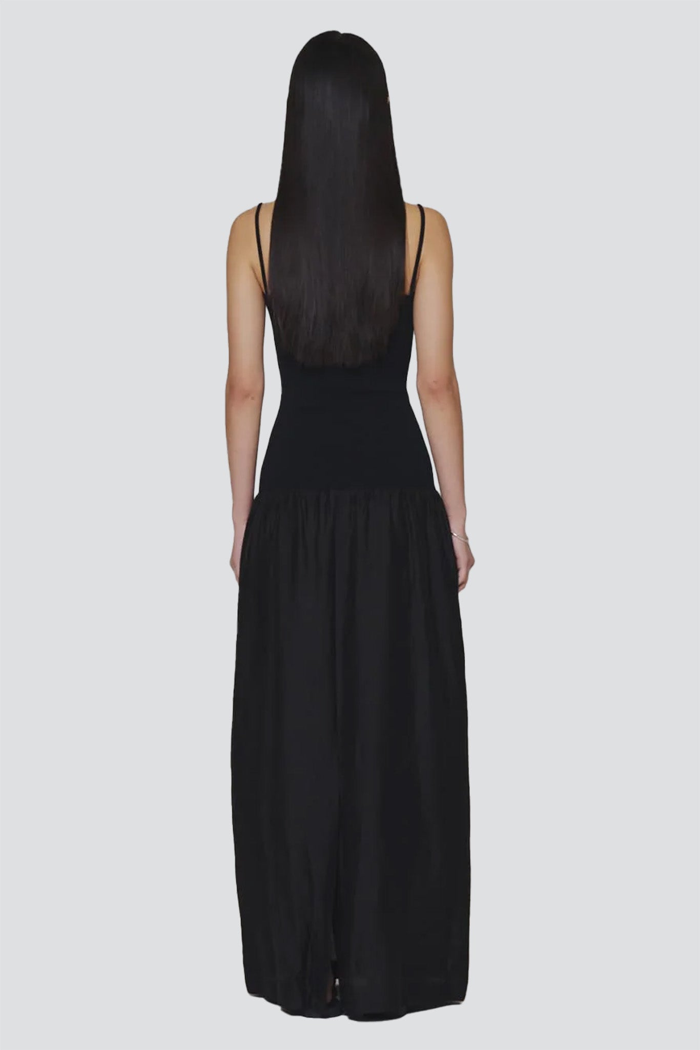 Black Silky Knit Maxi Dress